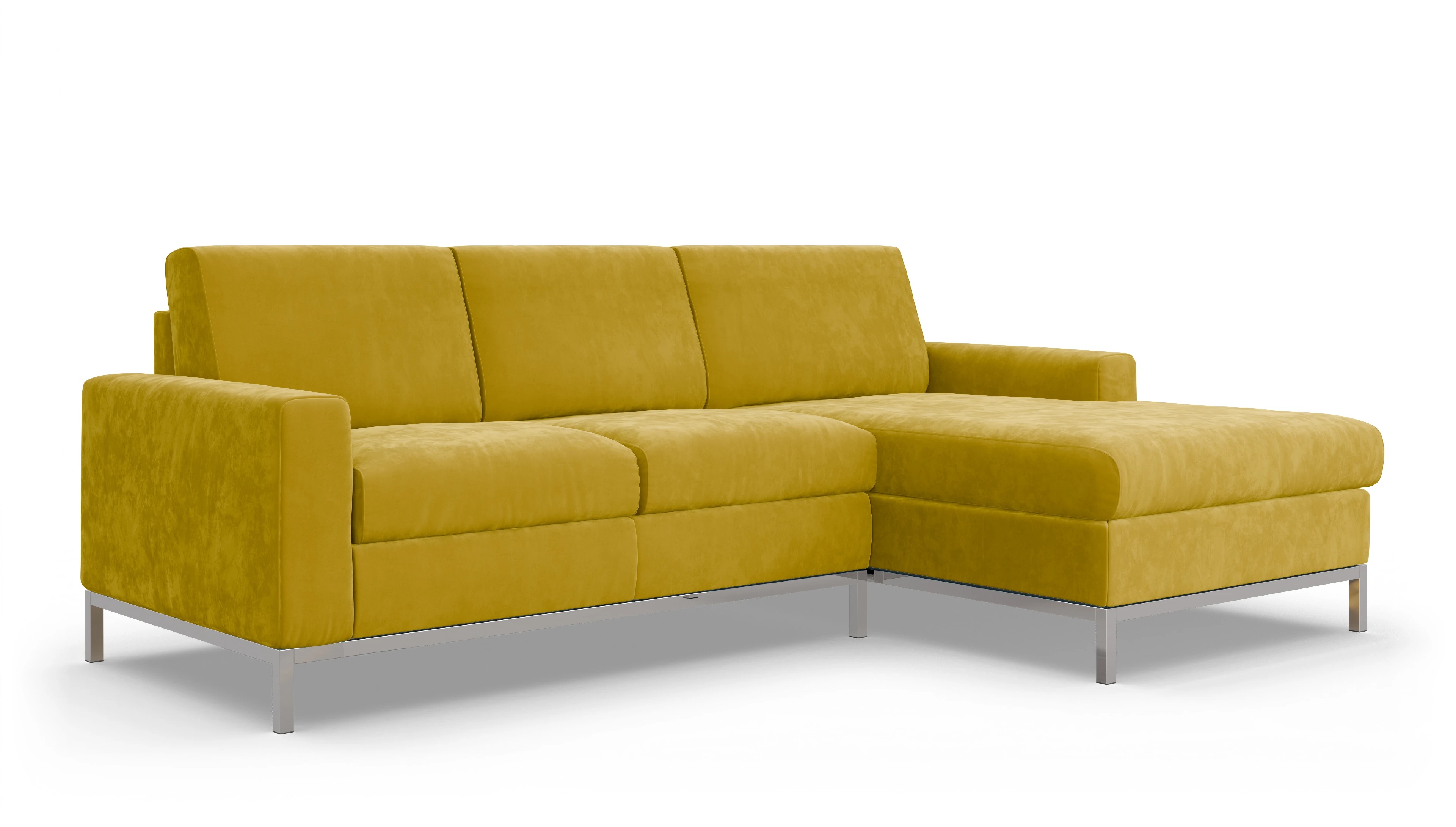 Eck-Schlafsofa Paglia in Stoff Ansicht des Produktes Paglia Sofa mit Rec rechts in Samt gelb