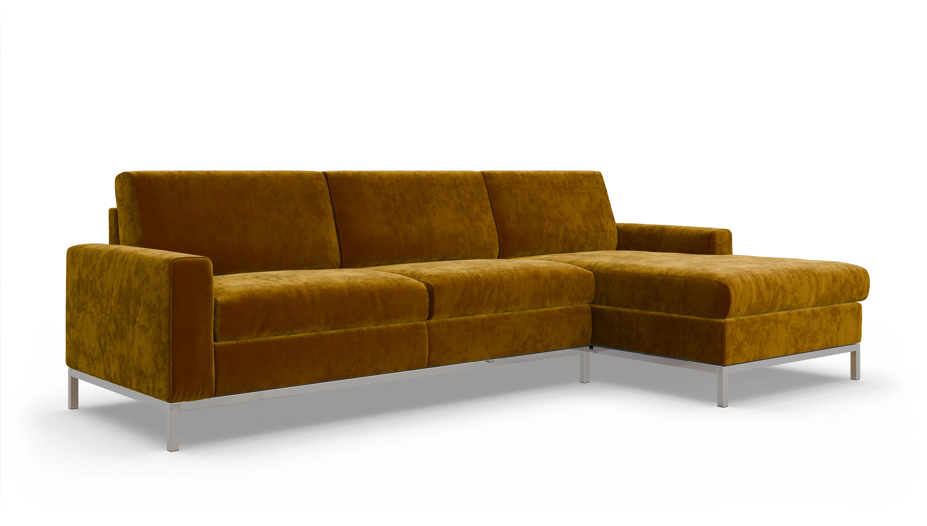 Eck-Schlafsofa Paglia in Stoff Ansicht des Produktes Paglia Sofa mit Rec rechts in Samt gelb