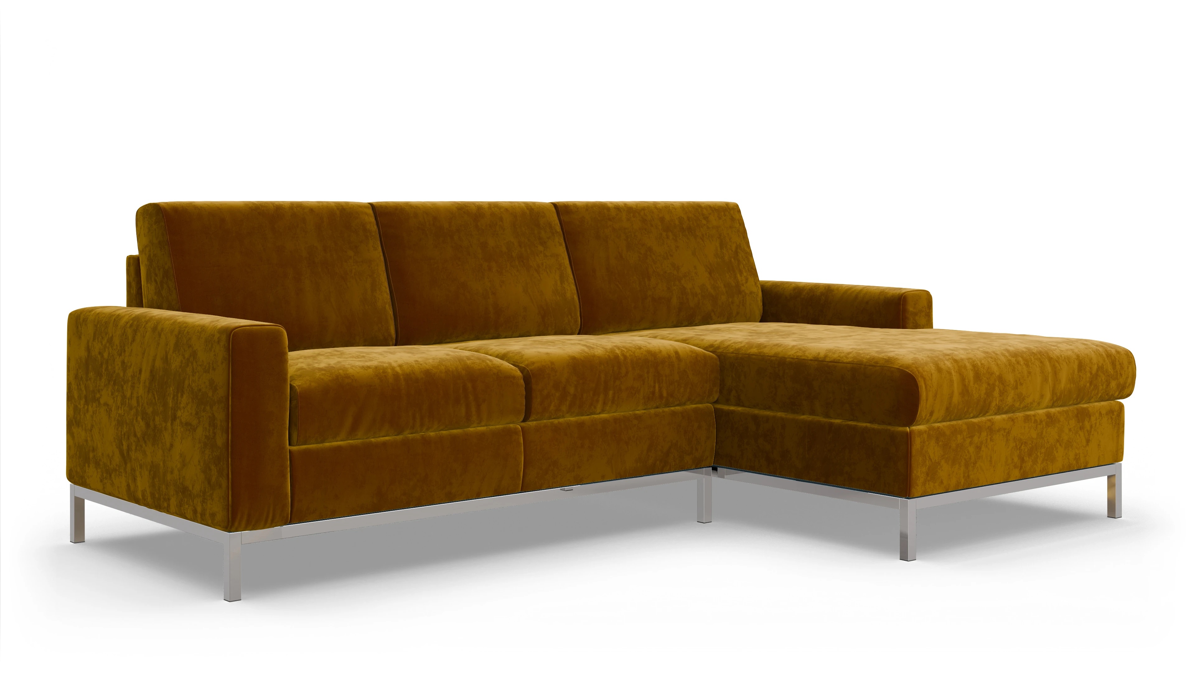 Ansicht des Produktes Paglia Sofa mit Rec rechts in Samt gelb