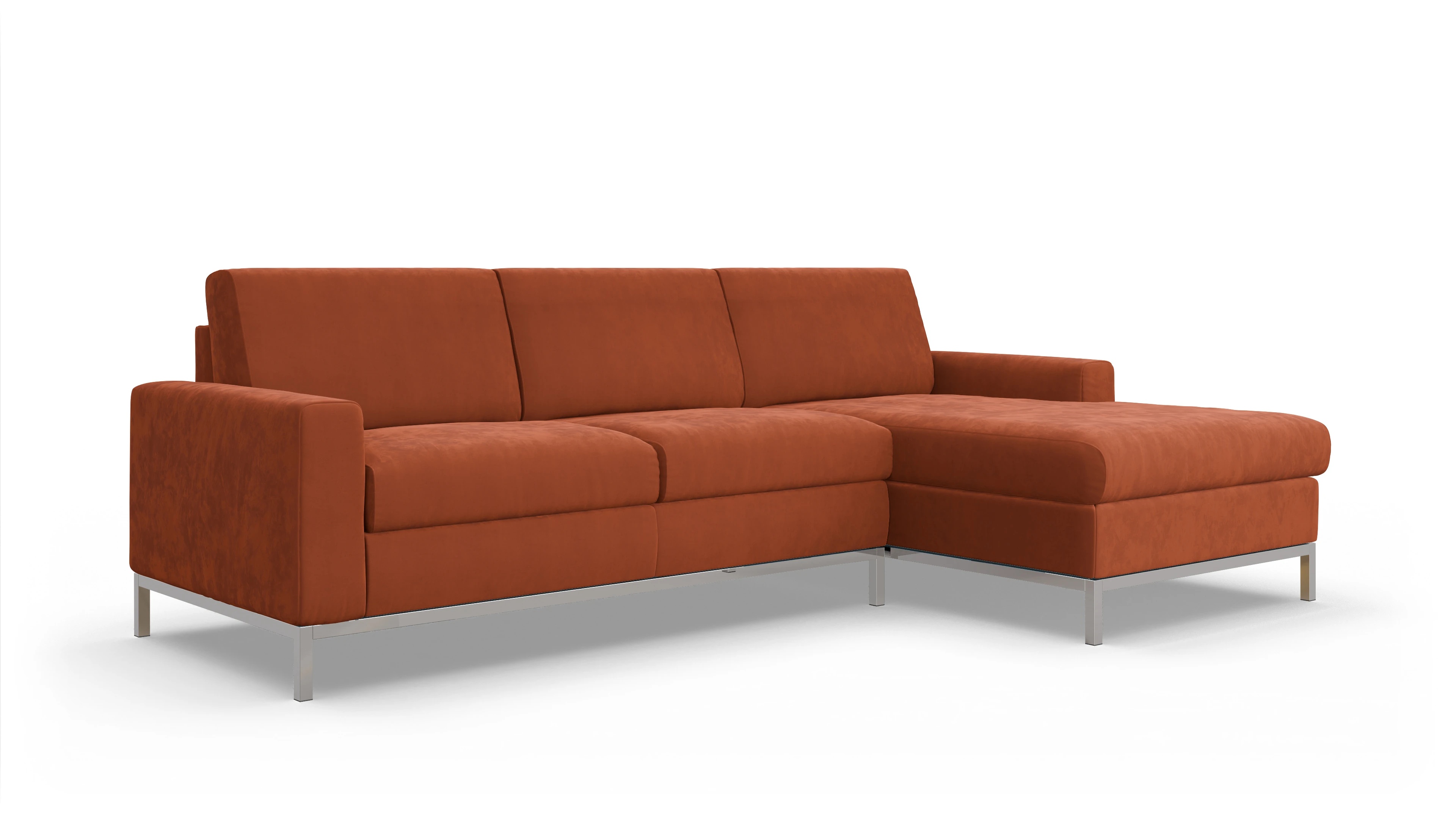 Ansicht des Produktes Paglia Sofa mit Rec rechts in Samt orange