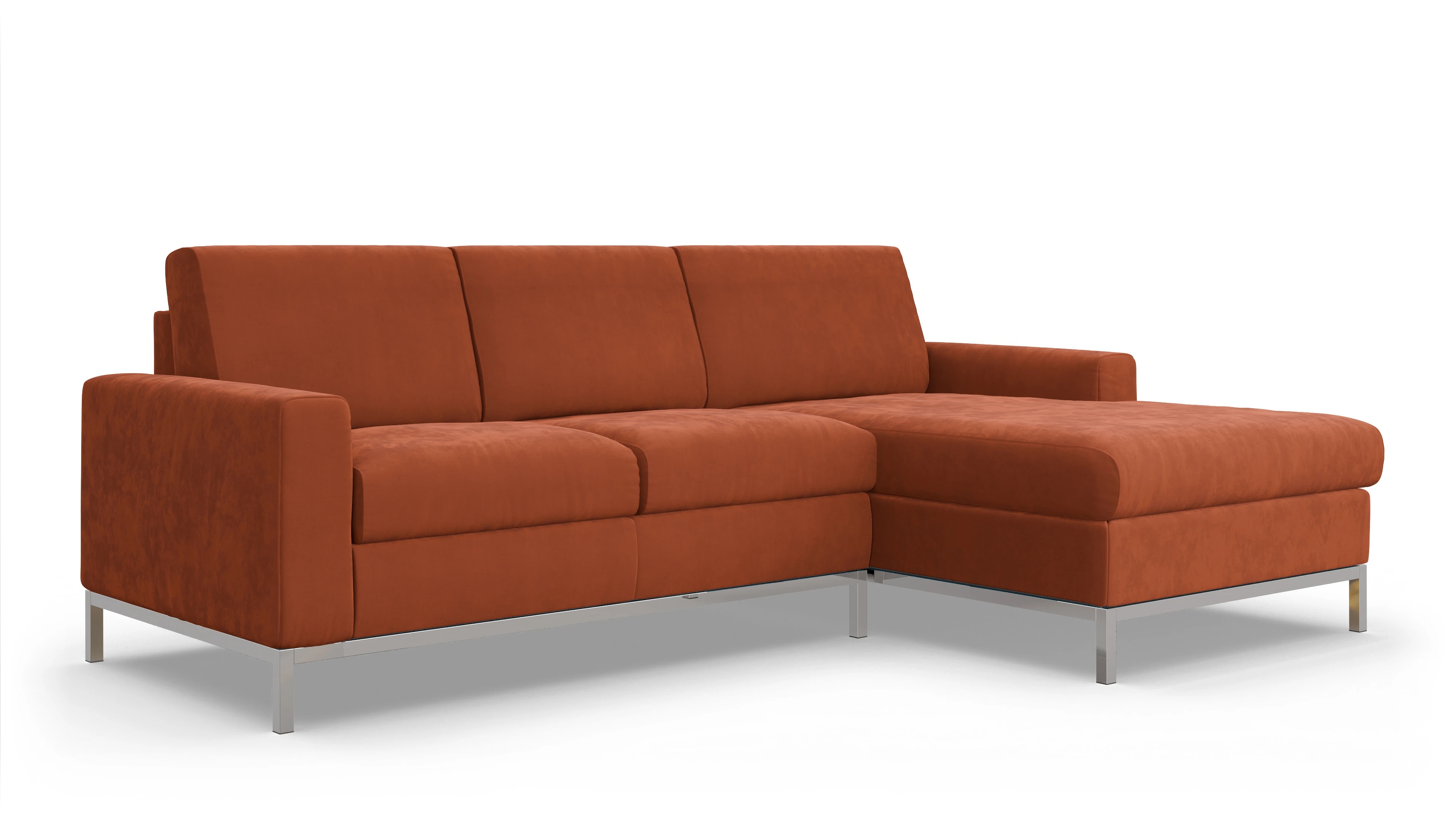 Ansicht des Produktes Paglia Sofa mit Rec rechts in Samt orange