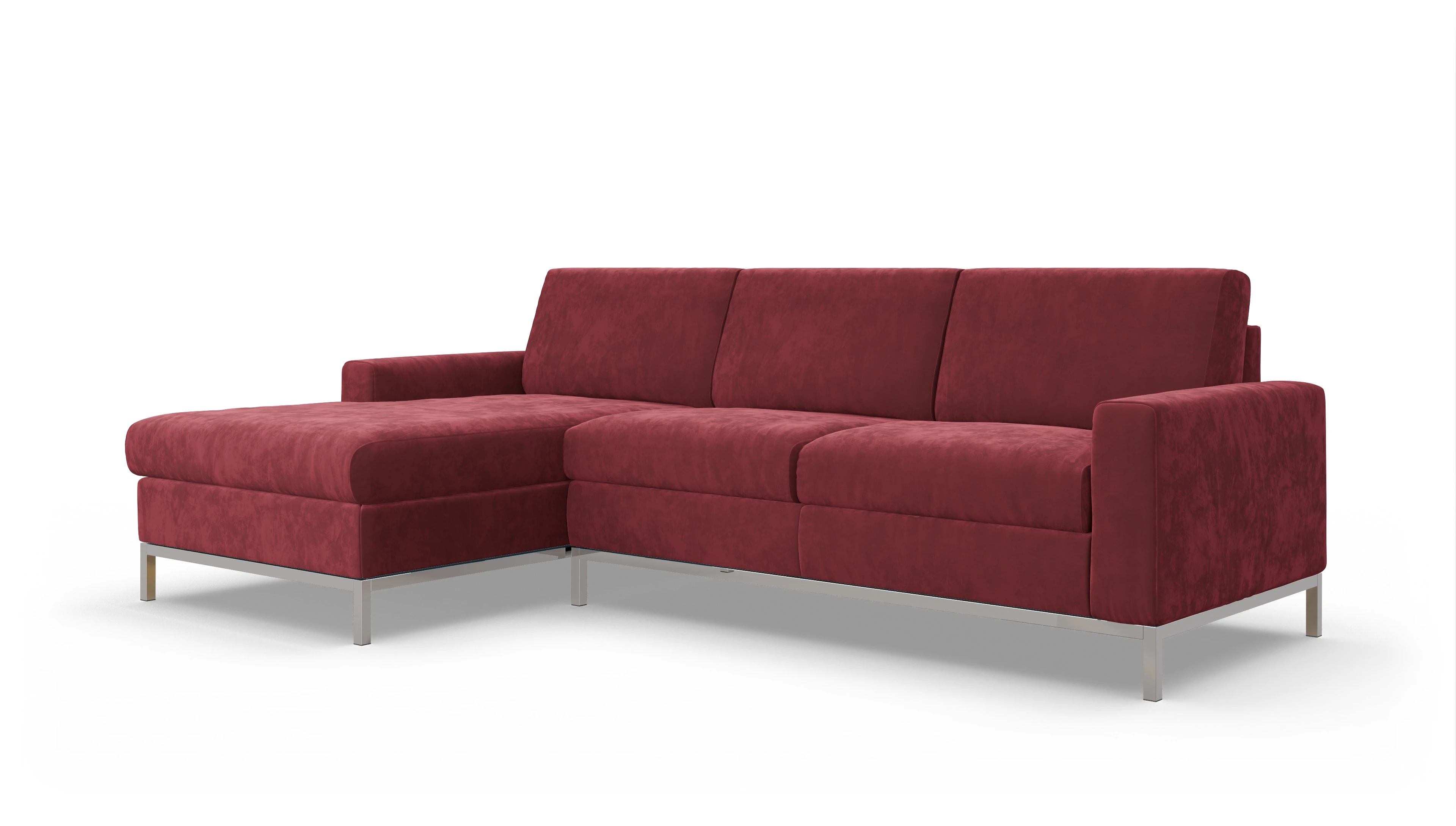 Ansicht des Produktes Paglia Sofa mit Rec links in Samt rot