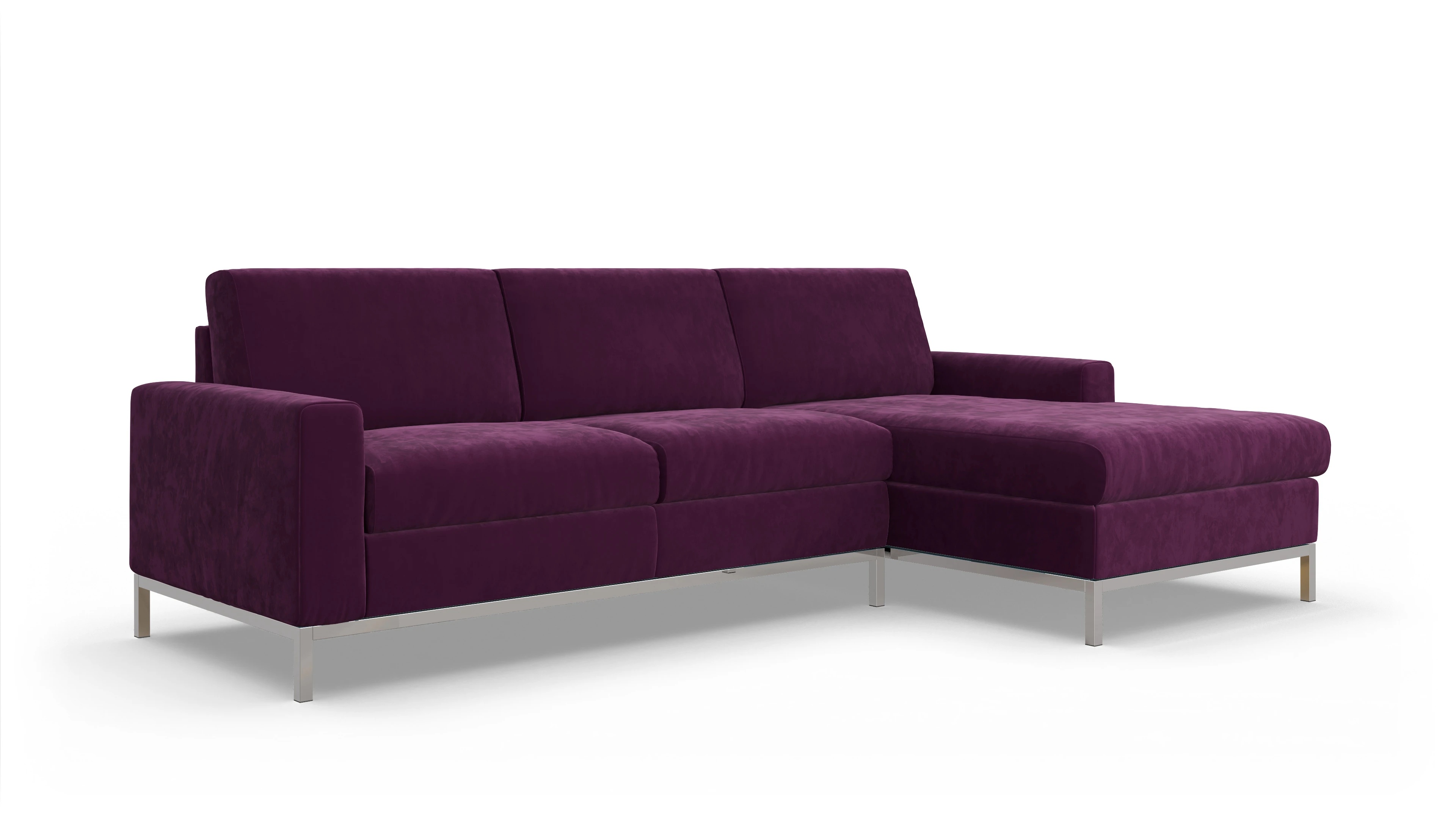 Eck-Schlafsofa Paglia in Stoff Ansicht des Produktes Paglia Sofa mit Rec rechts in Samt rot