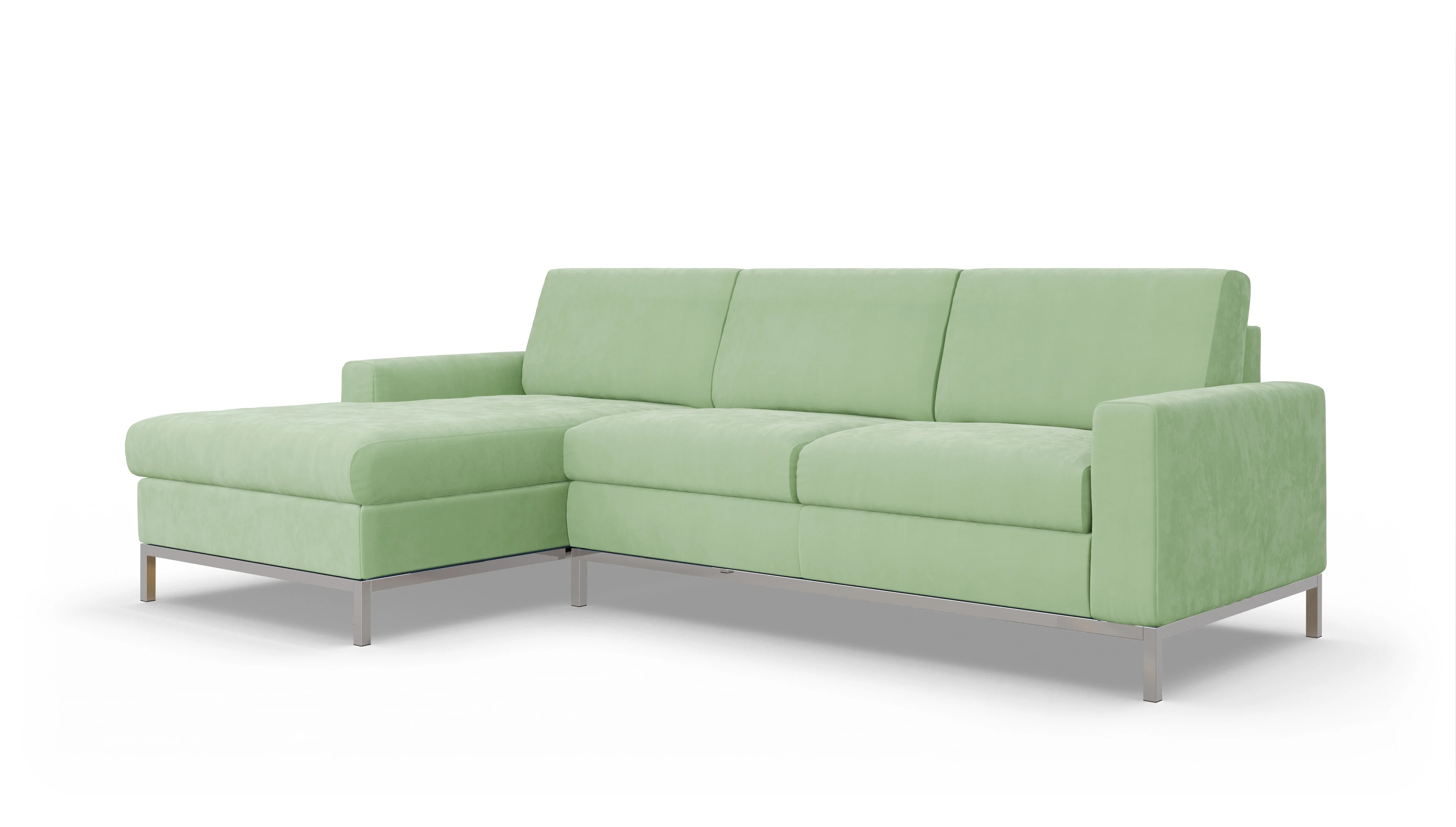 Ansicht des Produktes Paglia Sofa mit Rec links in Samt grün