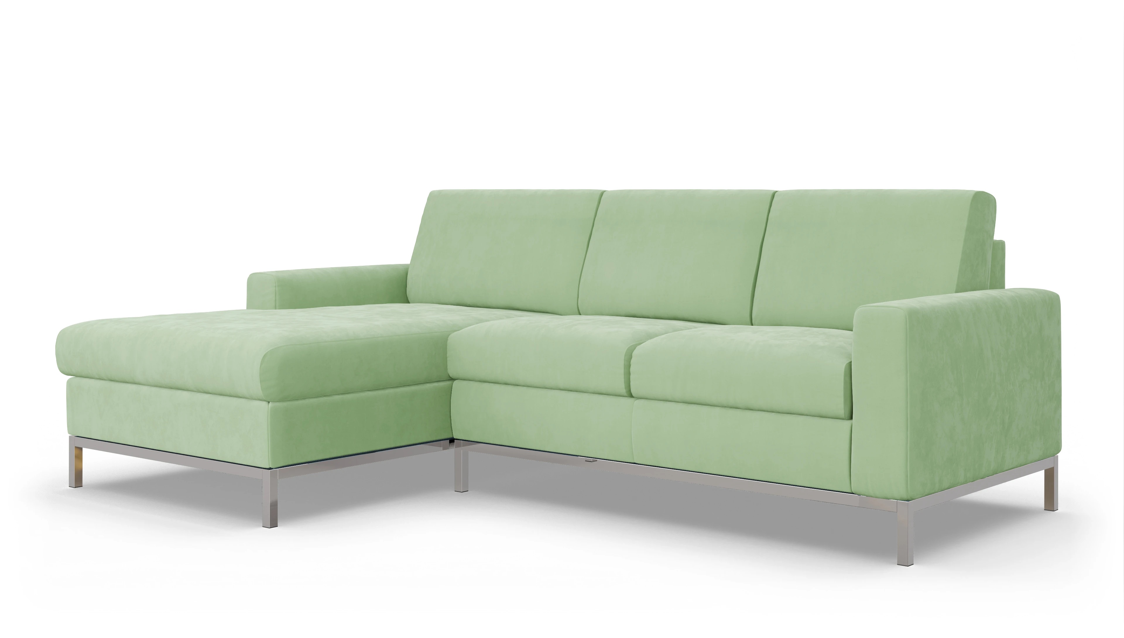 Eck-Schlafsofa Paglia in Stoff Ansicht des Produktes Paglia Sofa mit Rec links in Samt grün