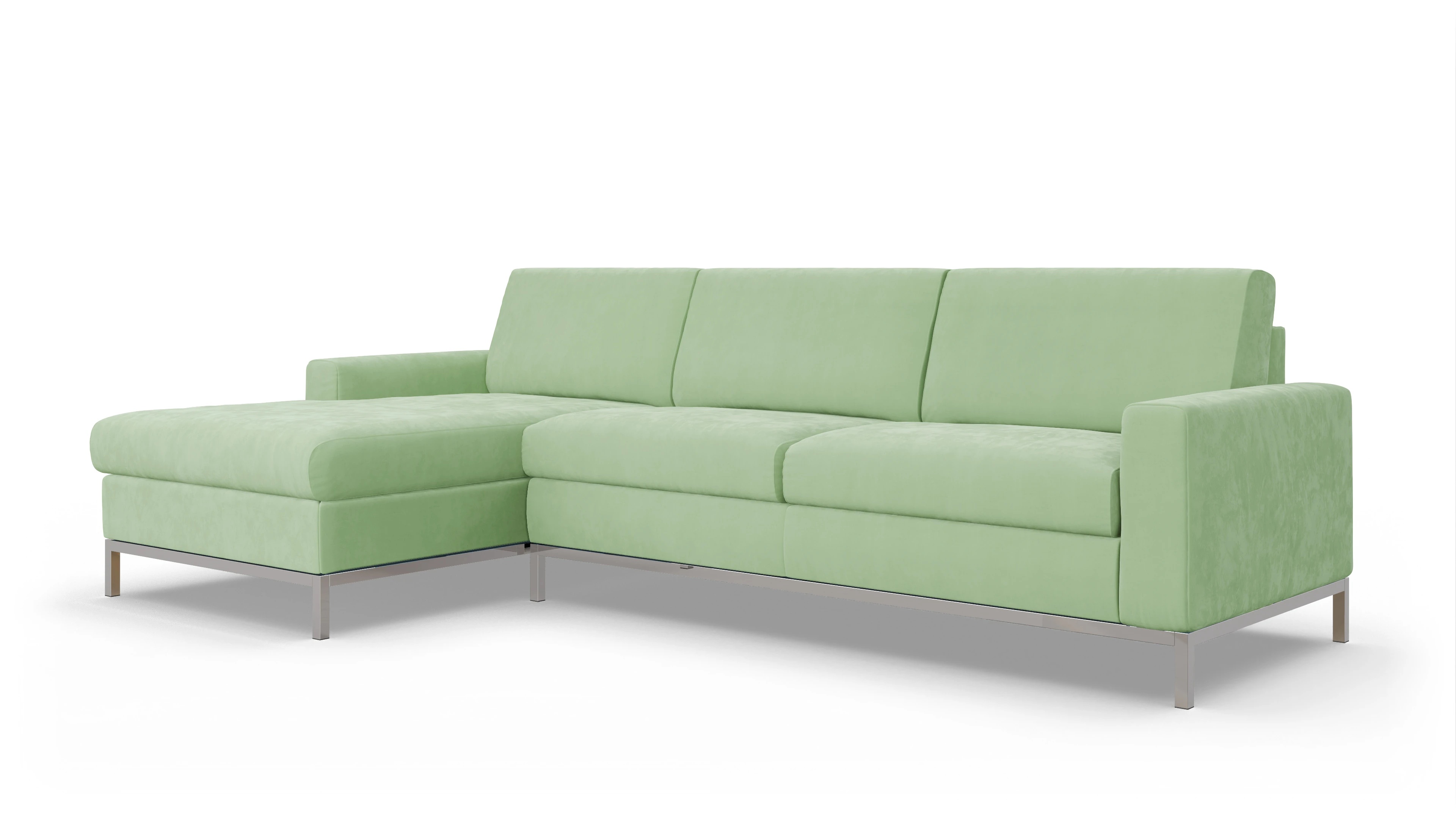 Ansicht des Produktes Paglia Sofa mit Rec links in Samt grün