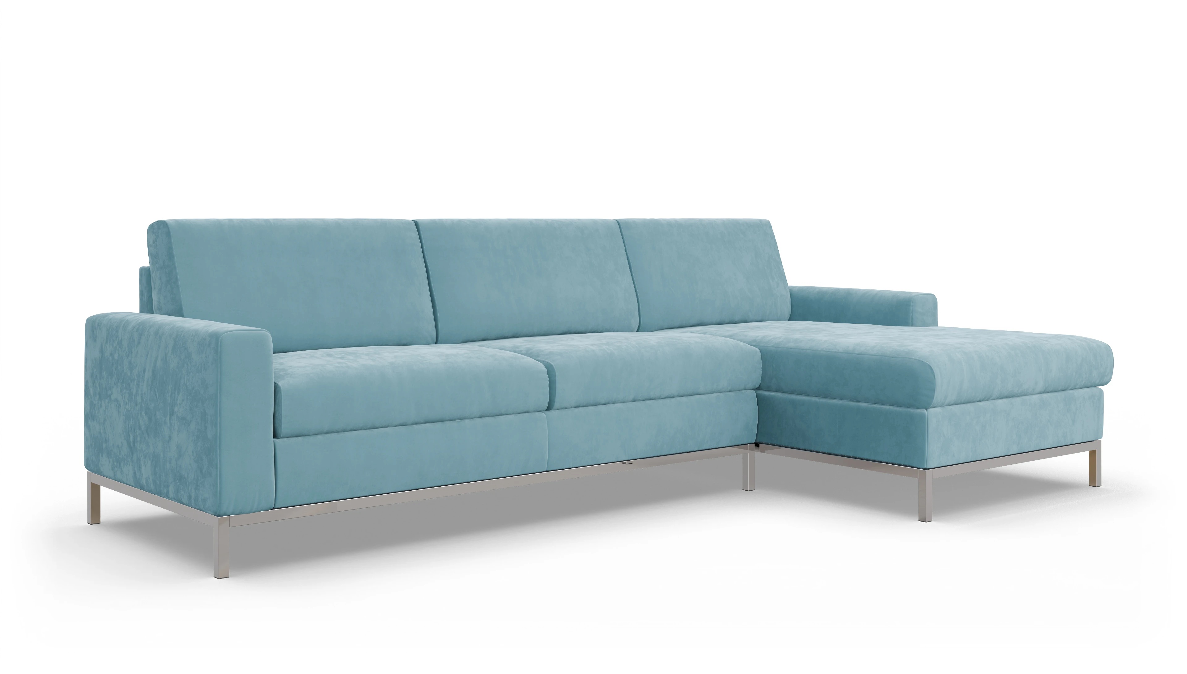 Eck-Schlafsofa Paglia in Stoff Ansicht des Produktes Paglia Sofa mit Rec rechts in Samt blau