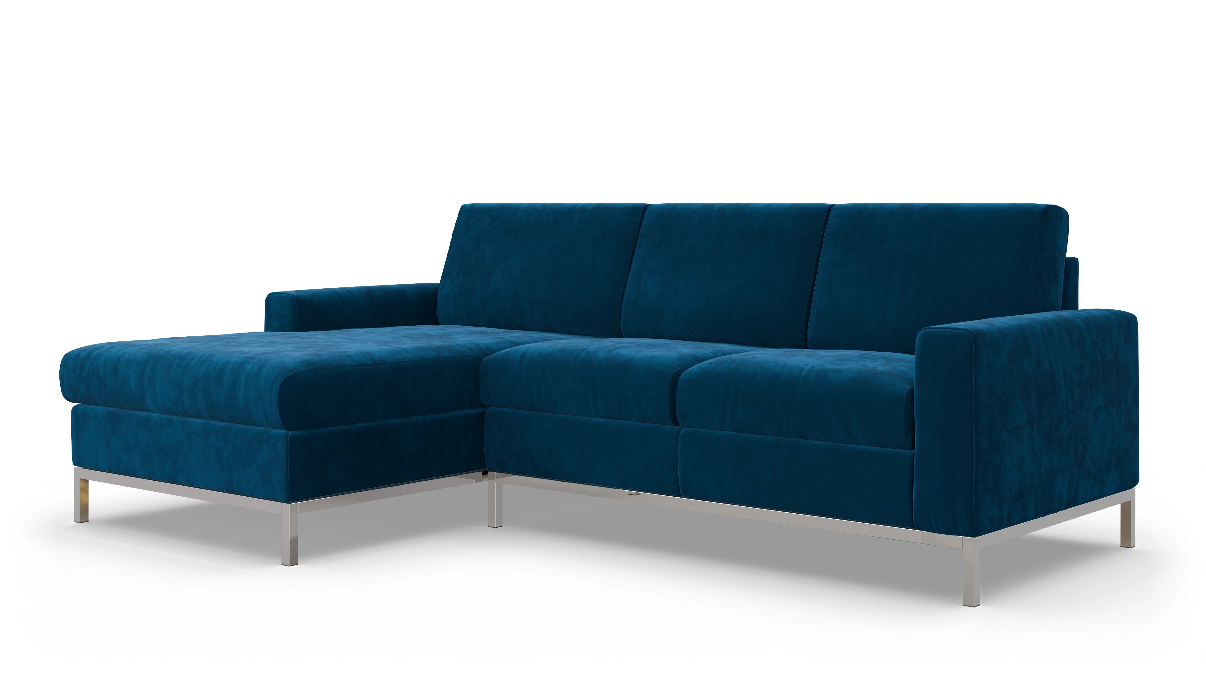 Eck-Schlafsofa Paglia in Stoff Ansicht des Produktes Paglia Sofa mit Rec links in Samt blau