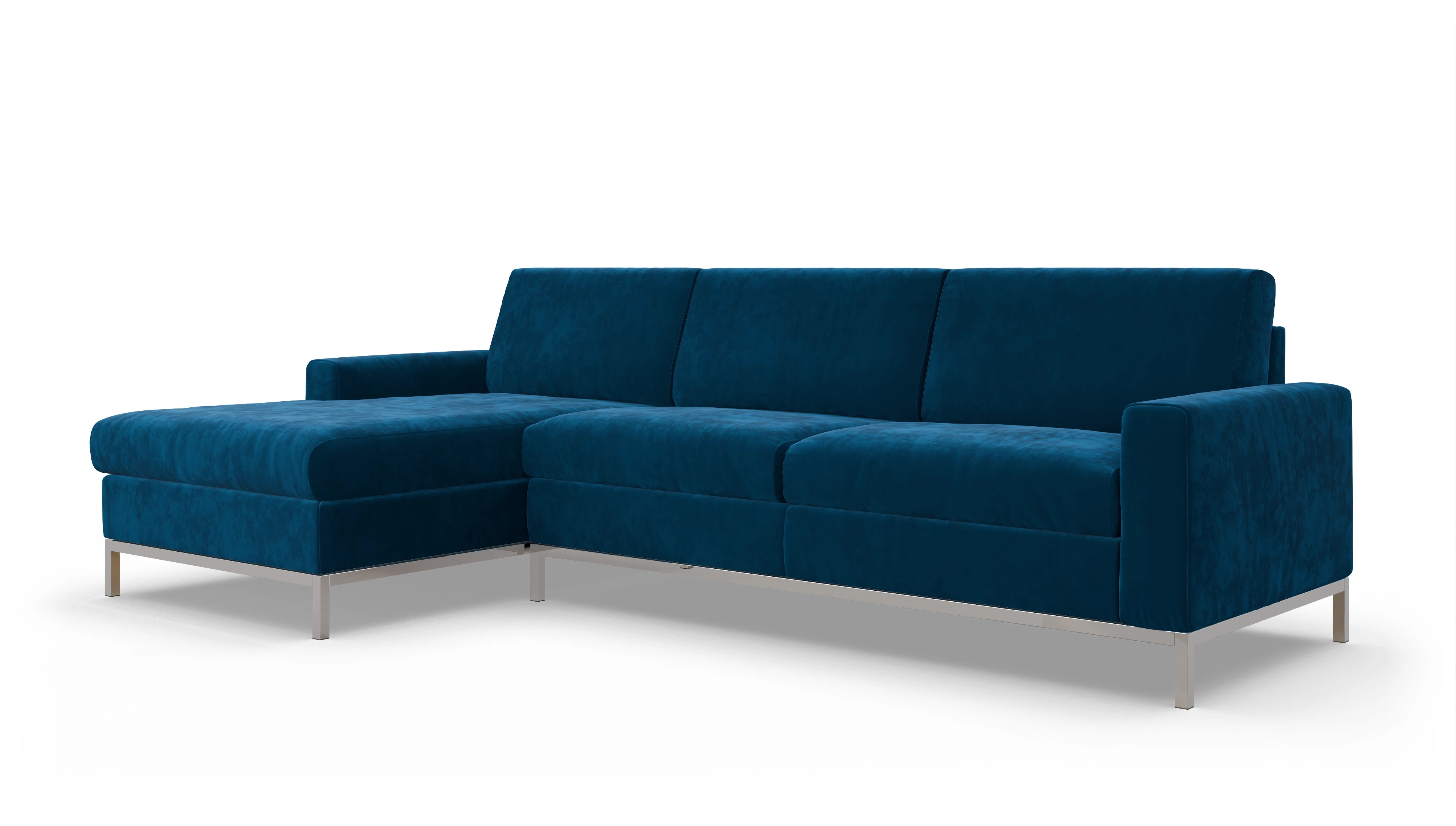 Eck-Schlafsofa Paglia in Stoff Ansicht des Produktes Paglia Sofa mit Rec links in Samt blau