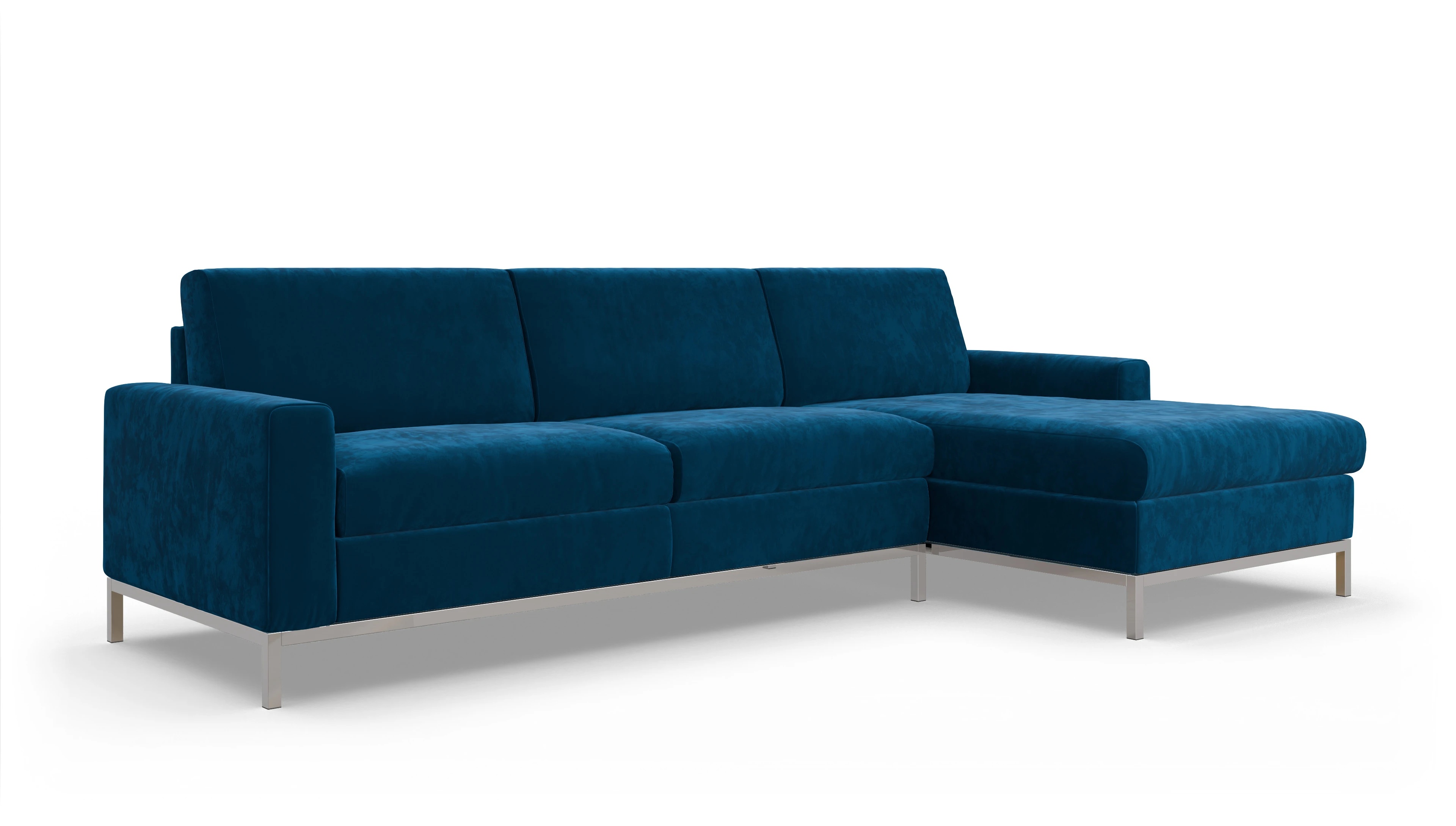 Eck-Schlafsofa Paglia in Stoff Ansicht des Produktes Paglia Sofa mit Rec rechts in Samt blau