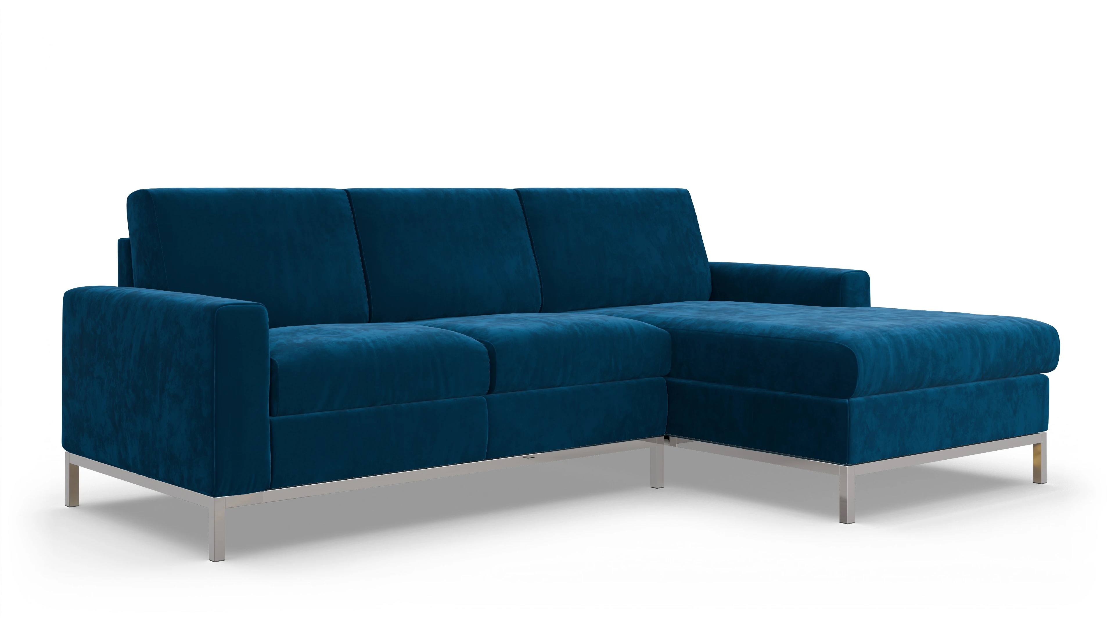 Eck-Schlafsofa Paglia in Stoff Ansicht des Produktes Paglia Sofa mit Rec rechts in Samt blau