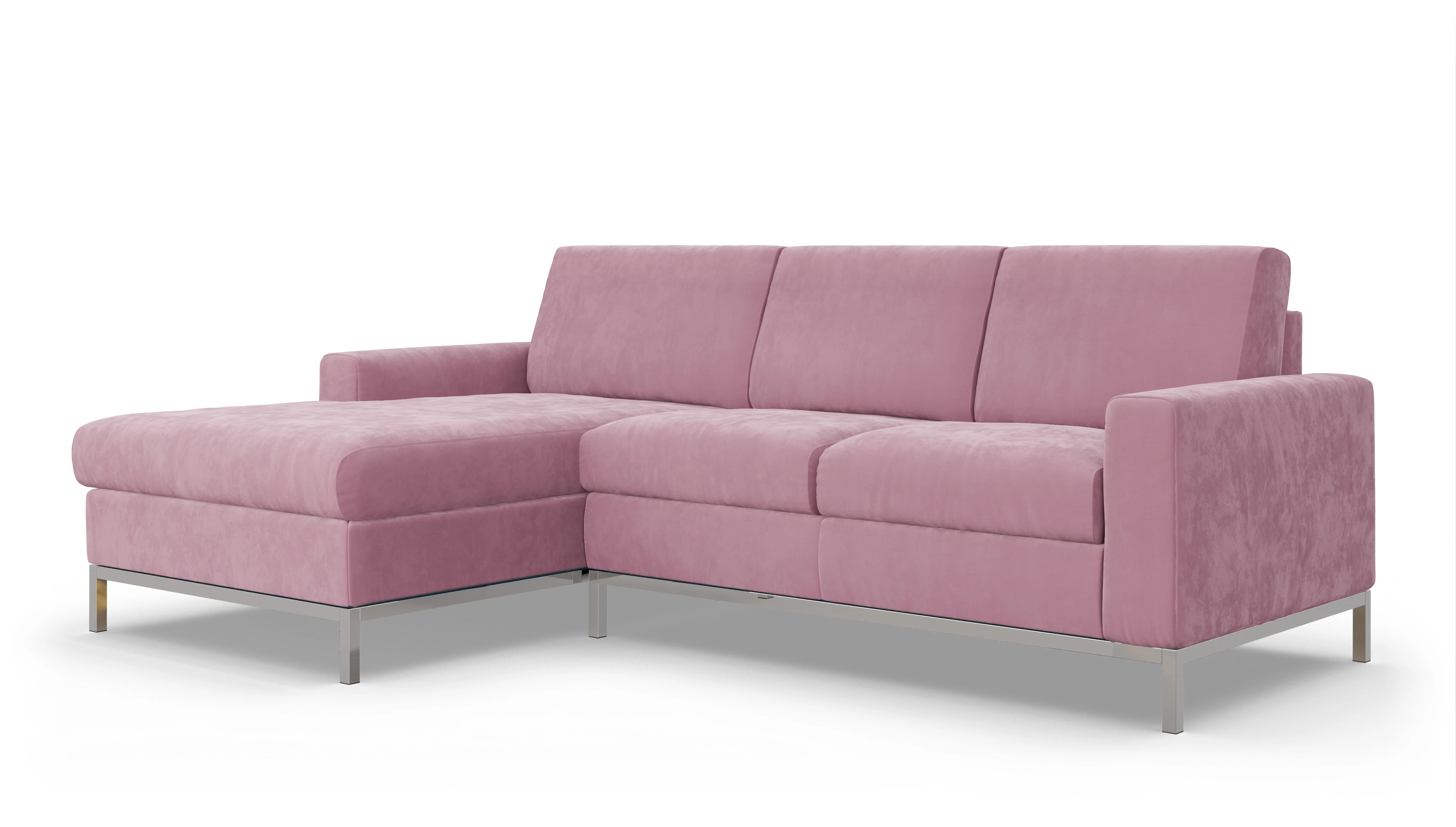 Eck-Schlafsofa Paglia in Stoff Ansicht des Produktes Paglia Sofa mit Rec links in Samt rot
