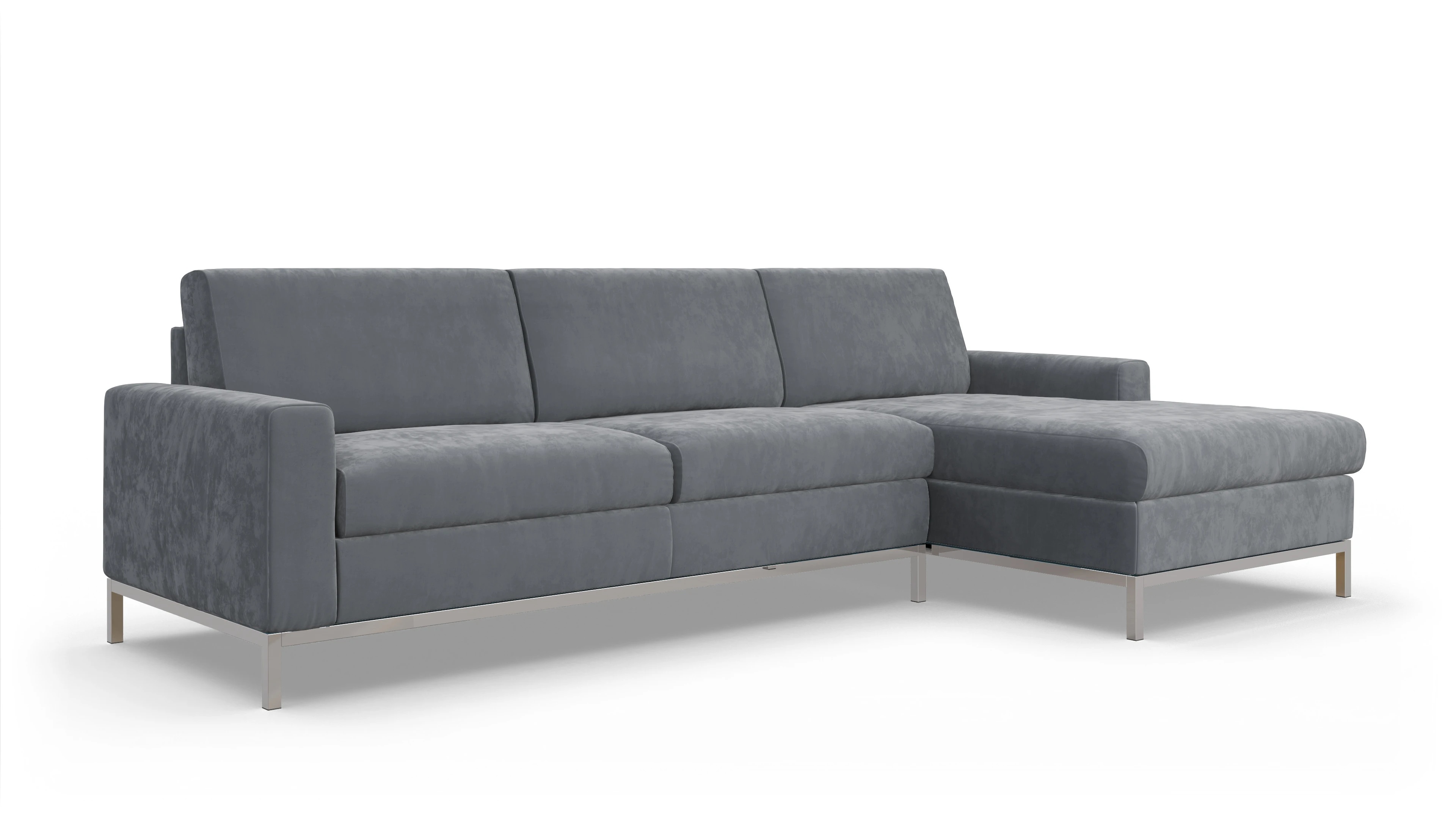 Eck-Schlafsofa Paglia in Stoff Ansicht des Produktes Paglia Sofa mit Rec rechts in Samt grau