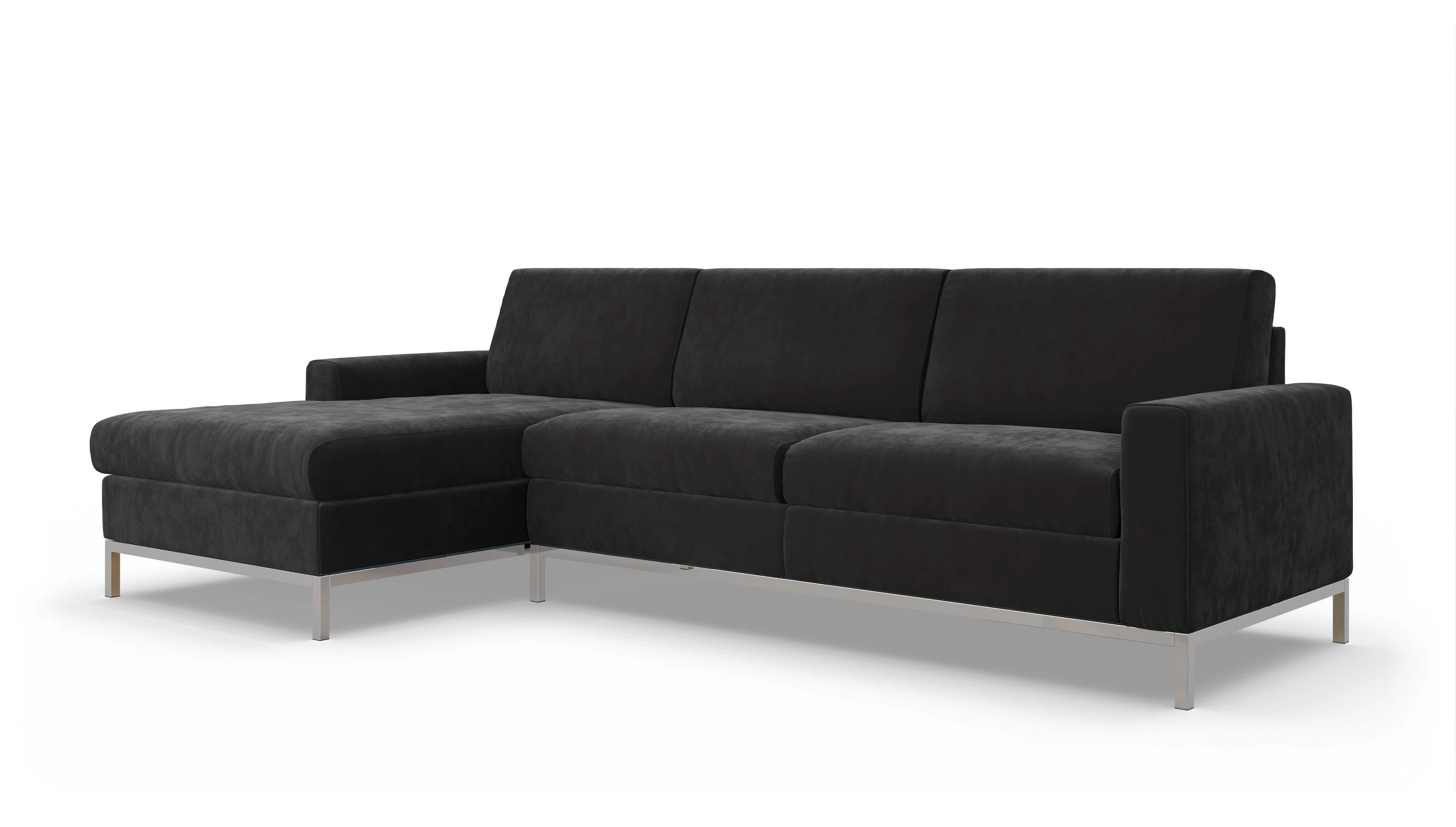 Eck-Schlafsofa Paglia in Stoff Ansicht des Produktes Paglia Sofa mit Rec links in Samt grau