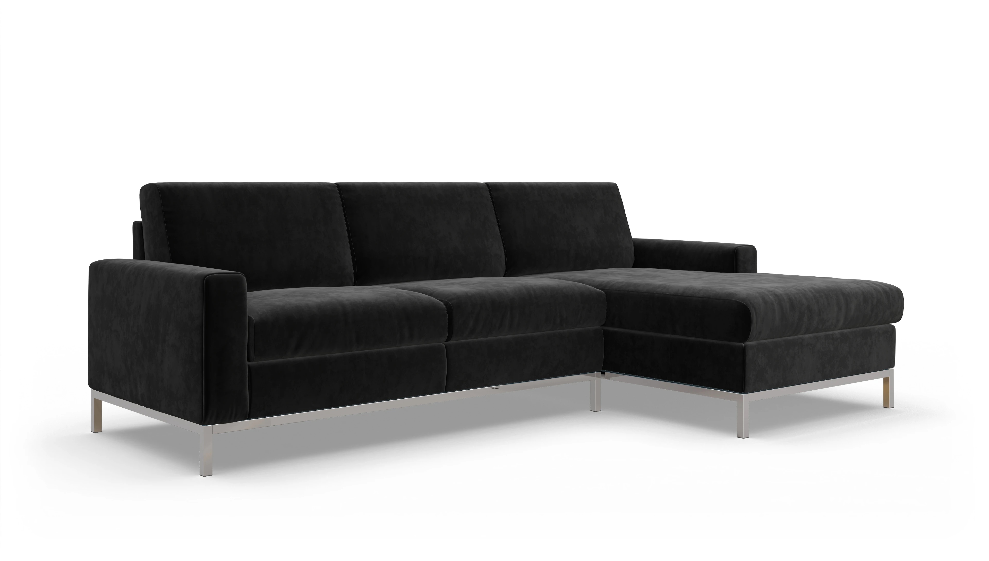 Eck-Schlafsofa Paglia in Stoff Ansicht des Produktes Paglia Sofa mit Rec rechts in Samt schwarz