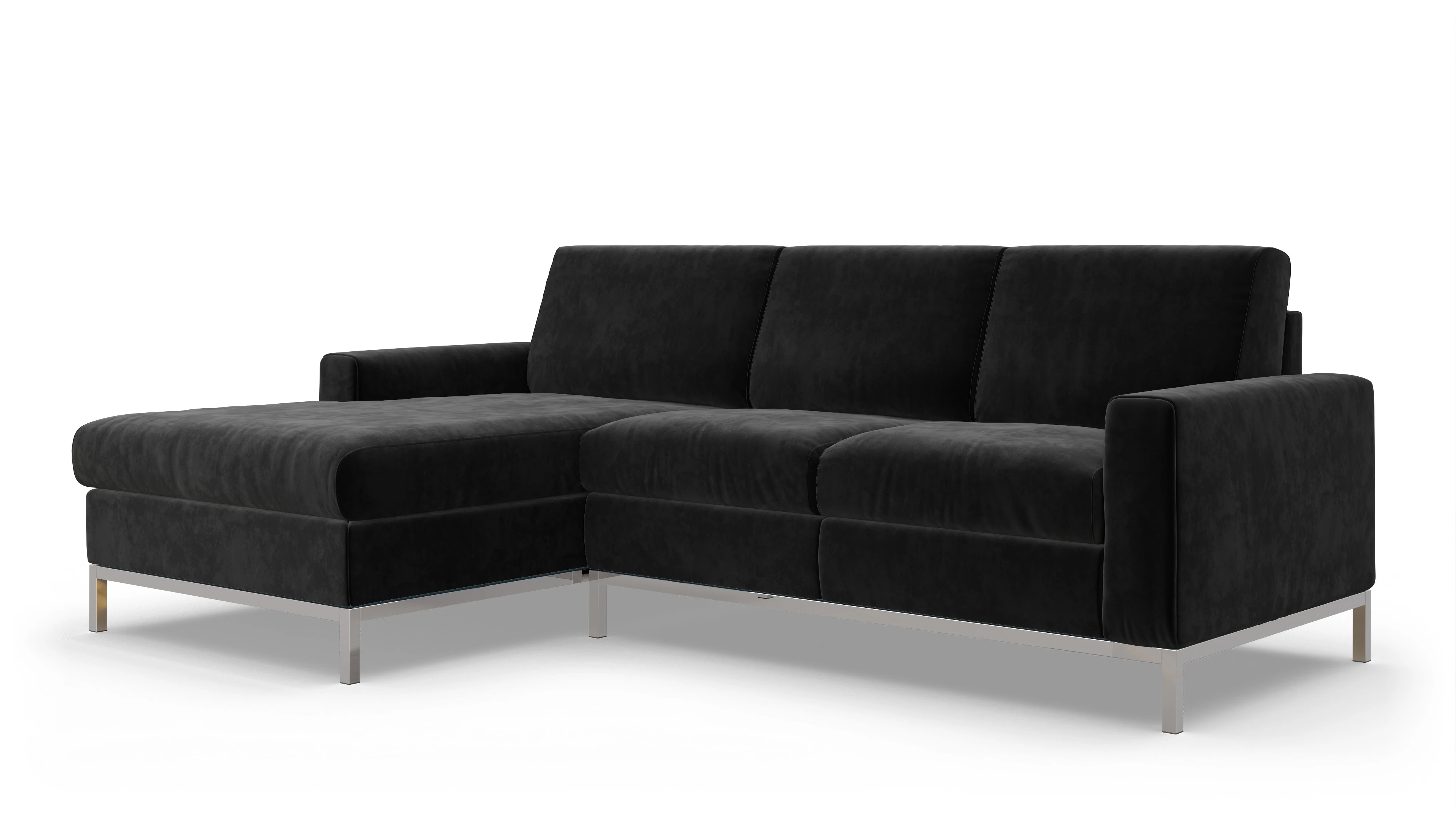 Eck-Schlafsofa Paglia in Stoff Ansicht des Produktes Paglia Sofa mit Rec links in Samt schwarz