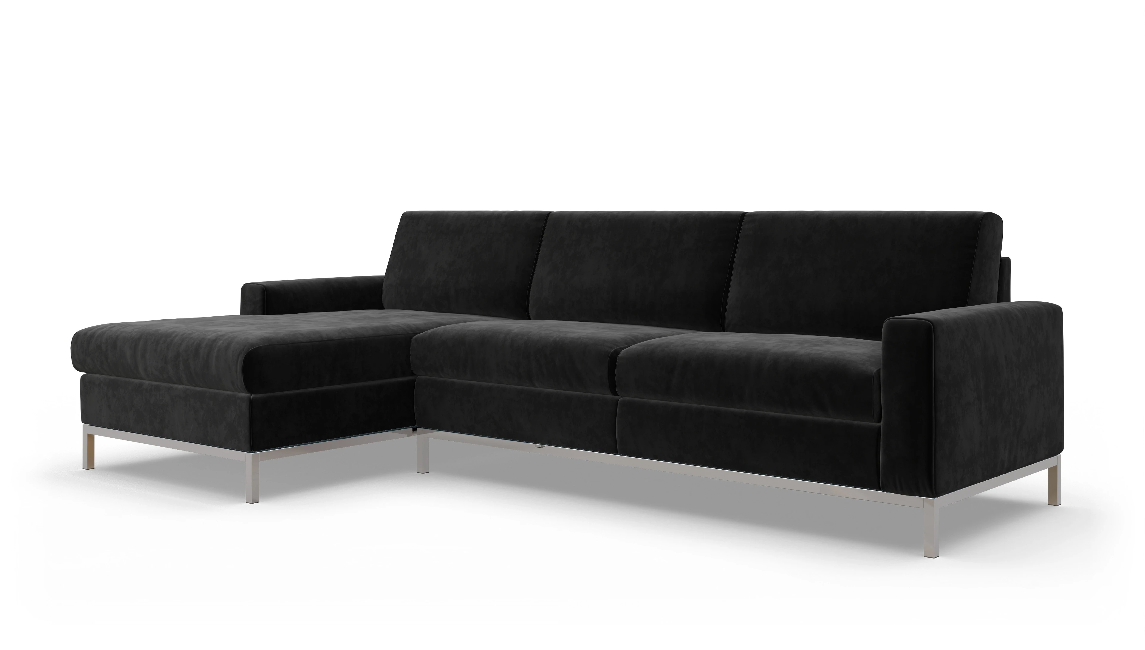 Ansicht des Produktes Paglia Sofa mit Rec links in Samt schwarz