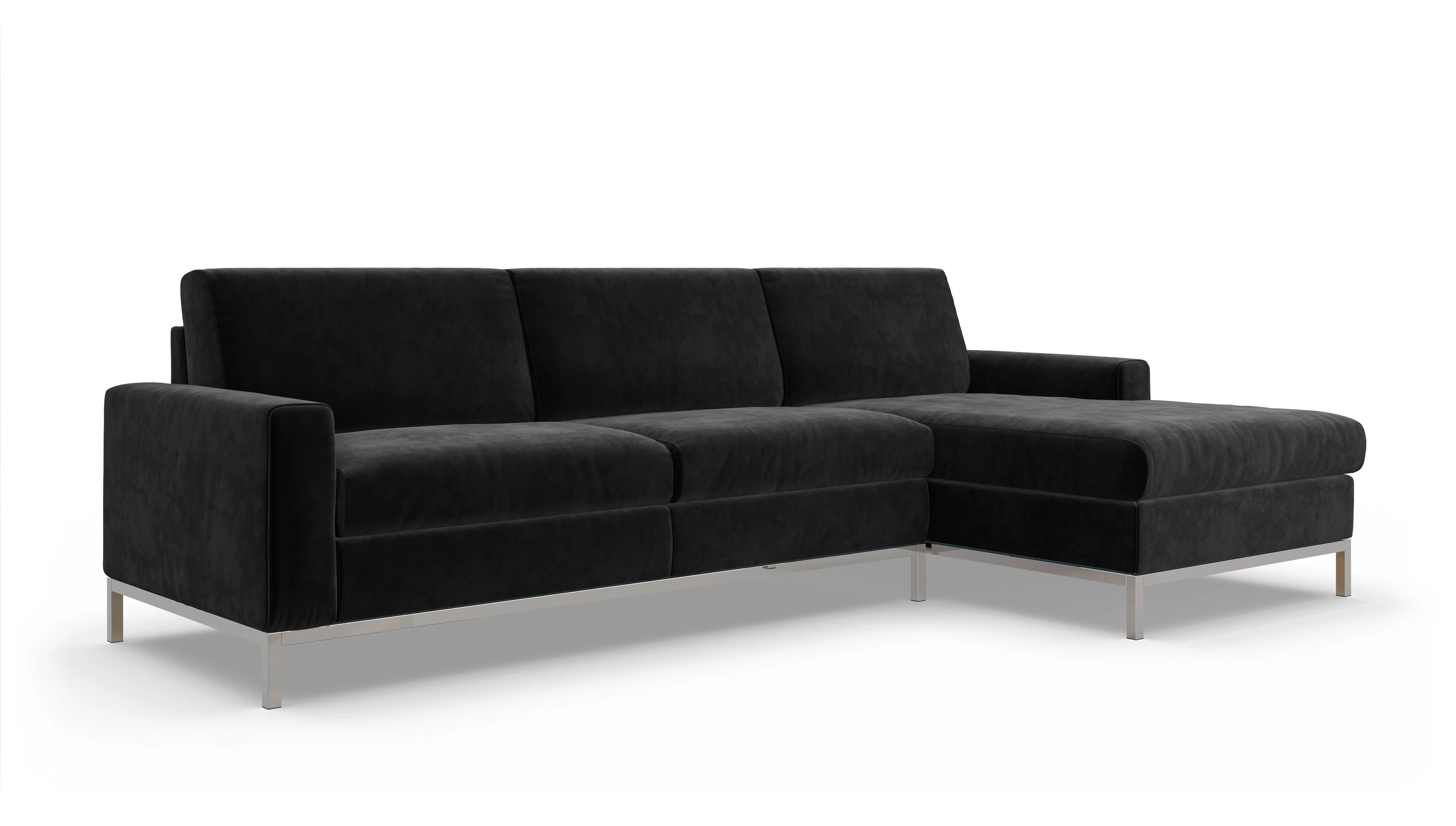 Ansicht des Produktes Paglia Sofa mit Rec rechts in Samt schwarz