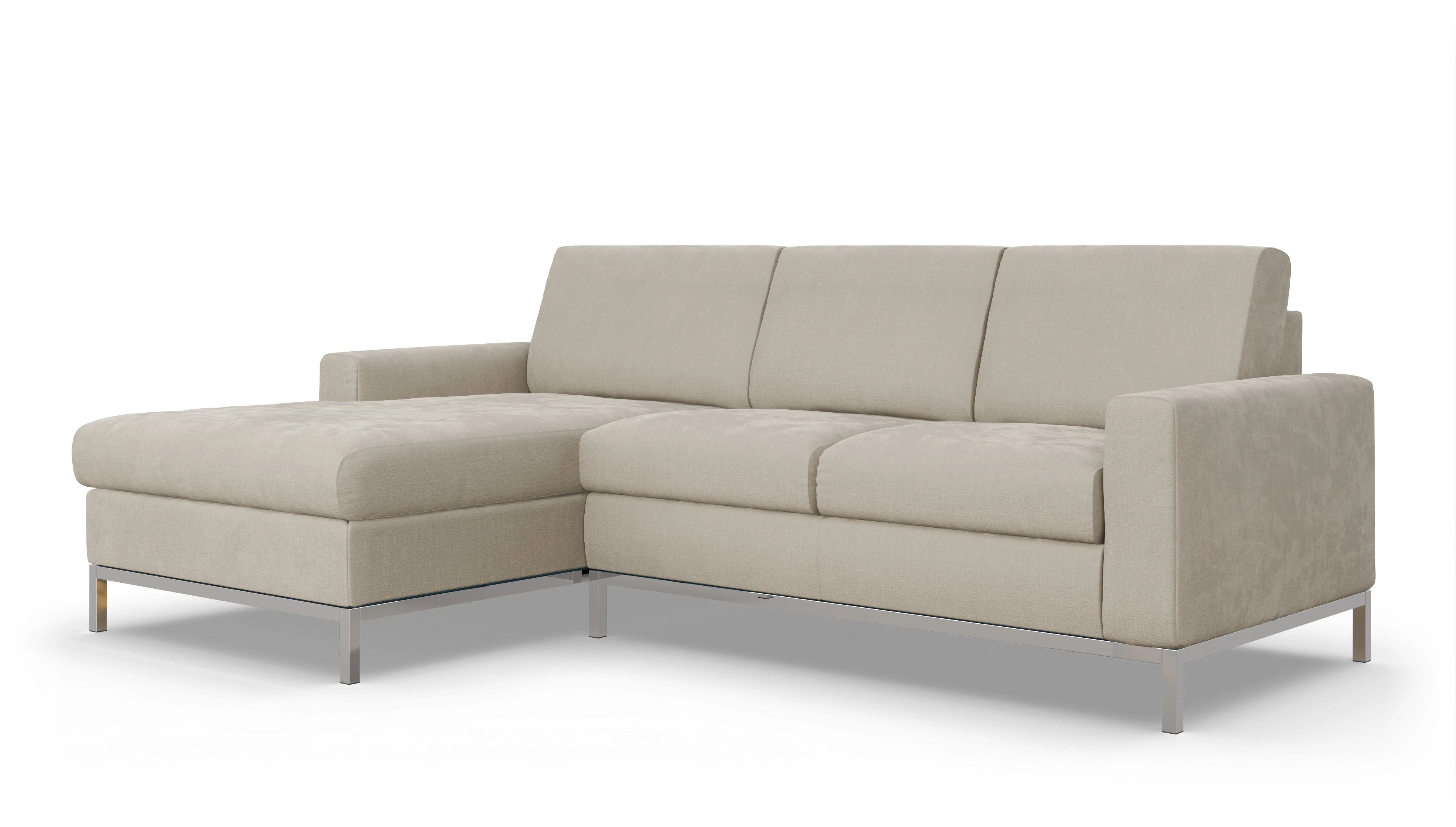 Eck-Schlafsofa Paglia in Stoff Ansicht des Produktes Paglia Sofa mit Rec links in Stoff beige