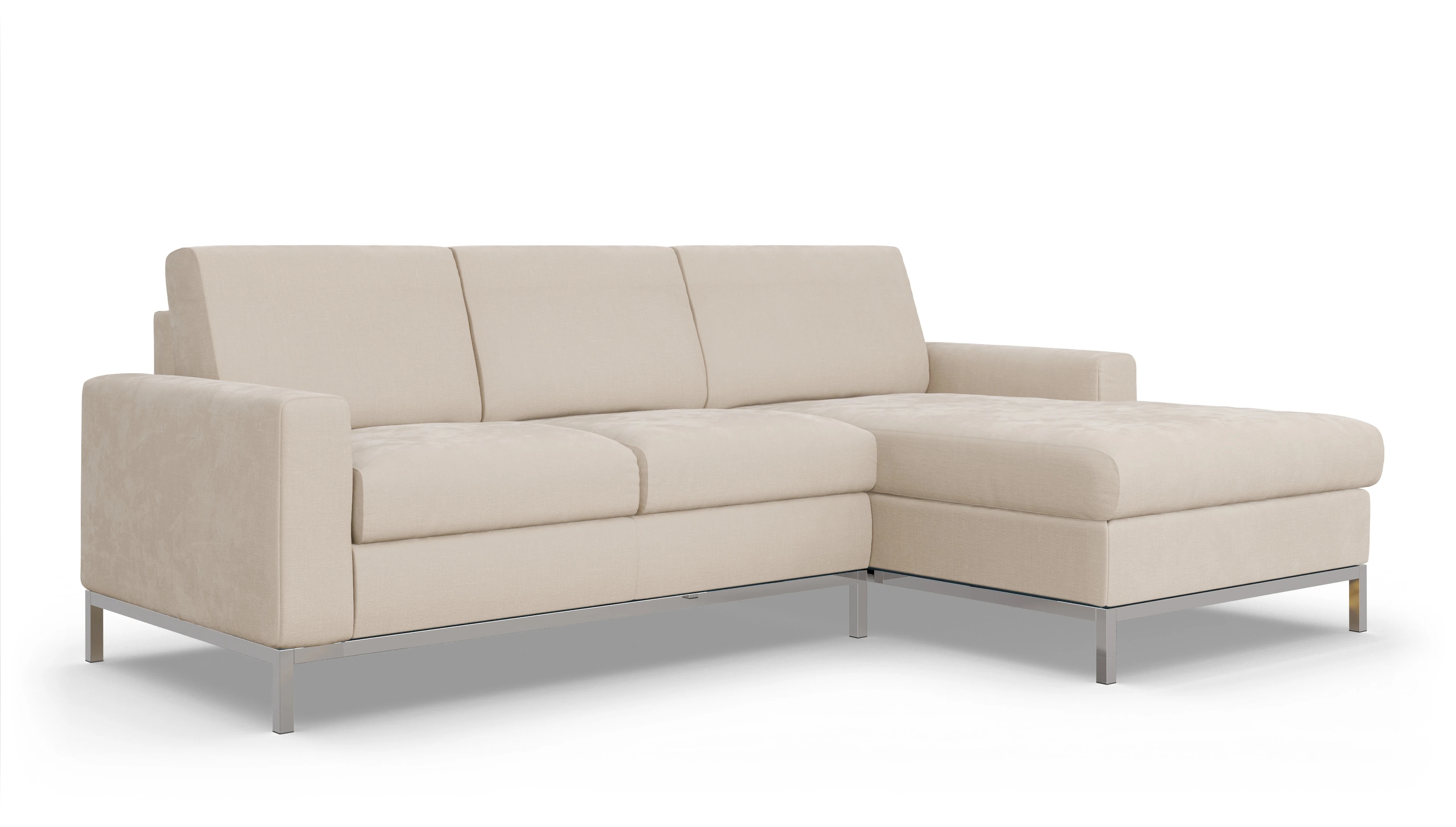 Eck-Schlafsofa Paglia in Stoff Ansicht des Produktes Paglia Sofa mit Rec rechts in Stoff weiß