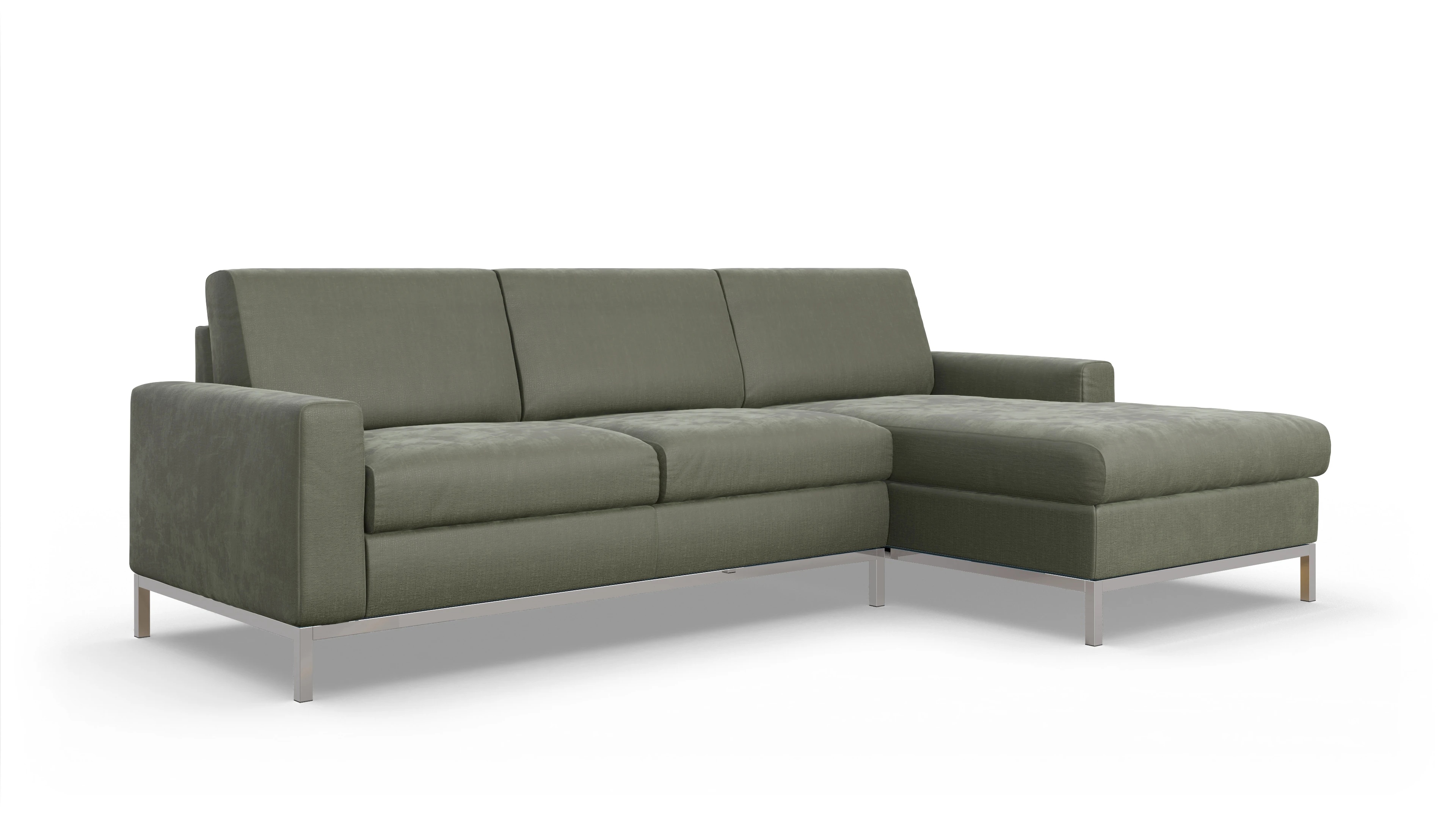 Ansicht des Produktes Paglia Sofa mit Rec rechts in Stoff grün