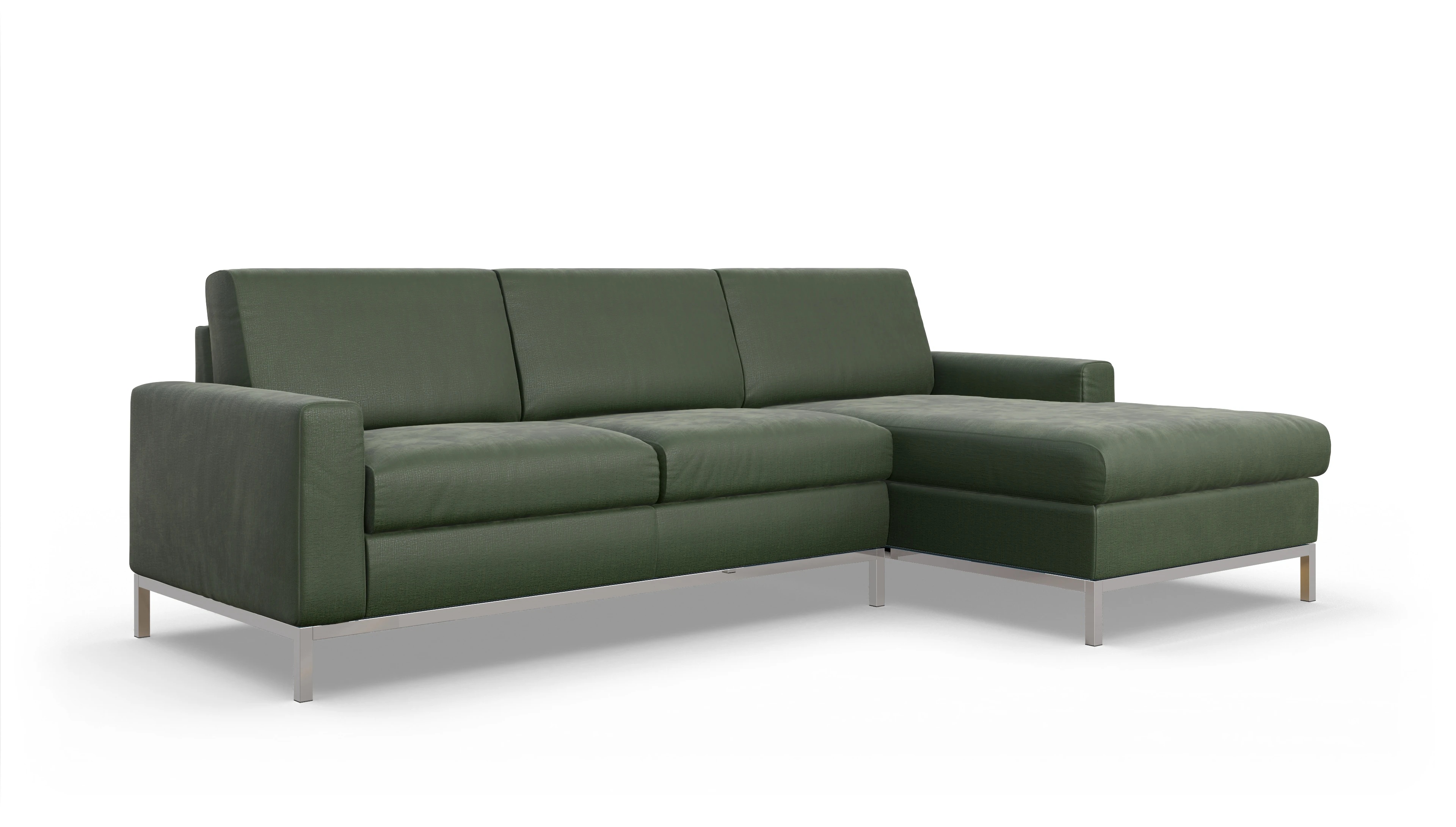 Ansicht des Produktes Paglia Sofa mit Rec rechts in Stoff grün