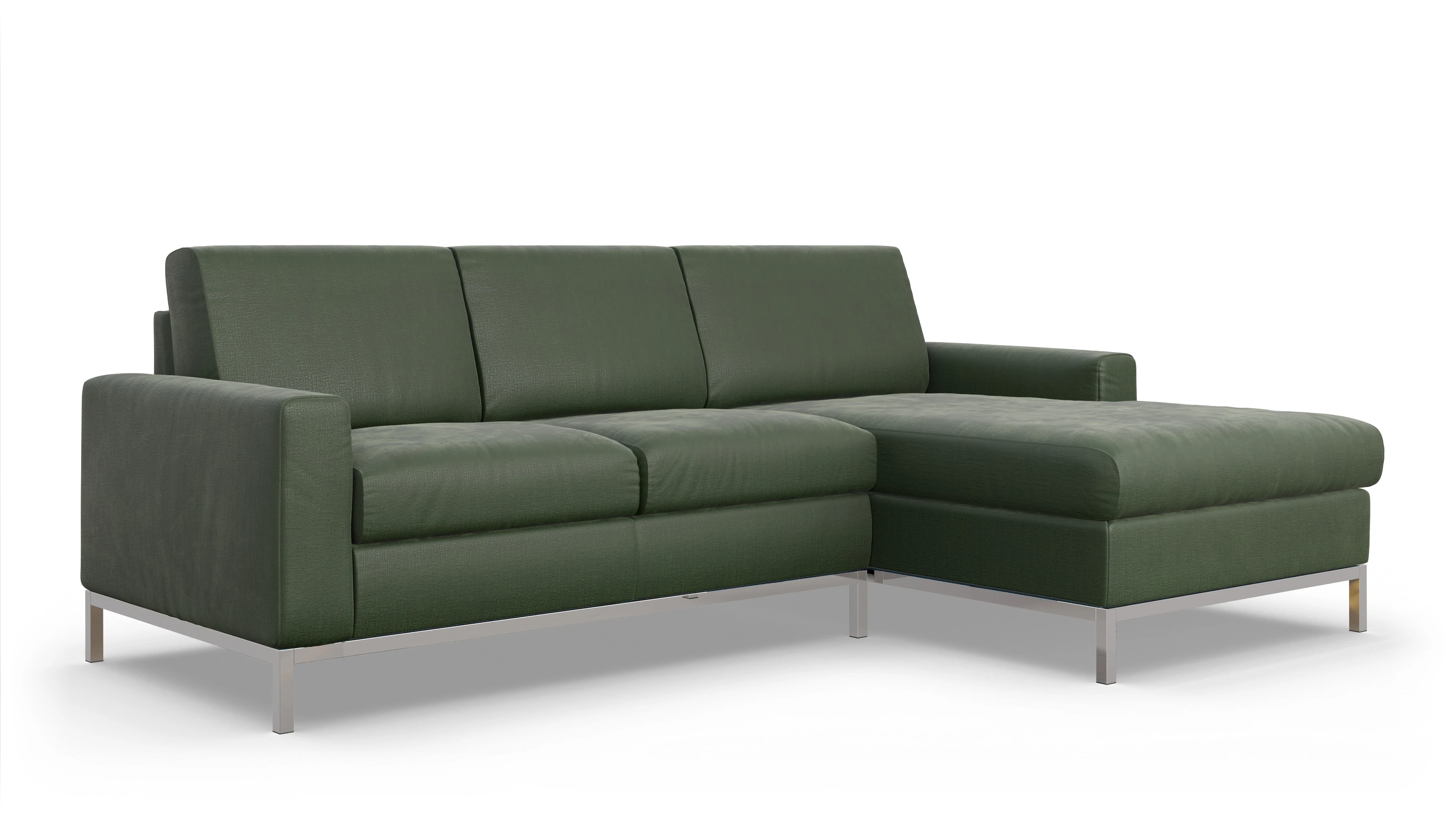 Eck-Schlafsofa Paglia in Stoff Ansicht des Produktes Paglia Sofa mit Rec rechts in Stoff grün