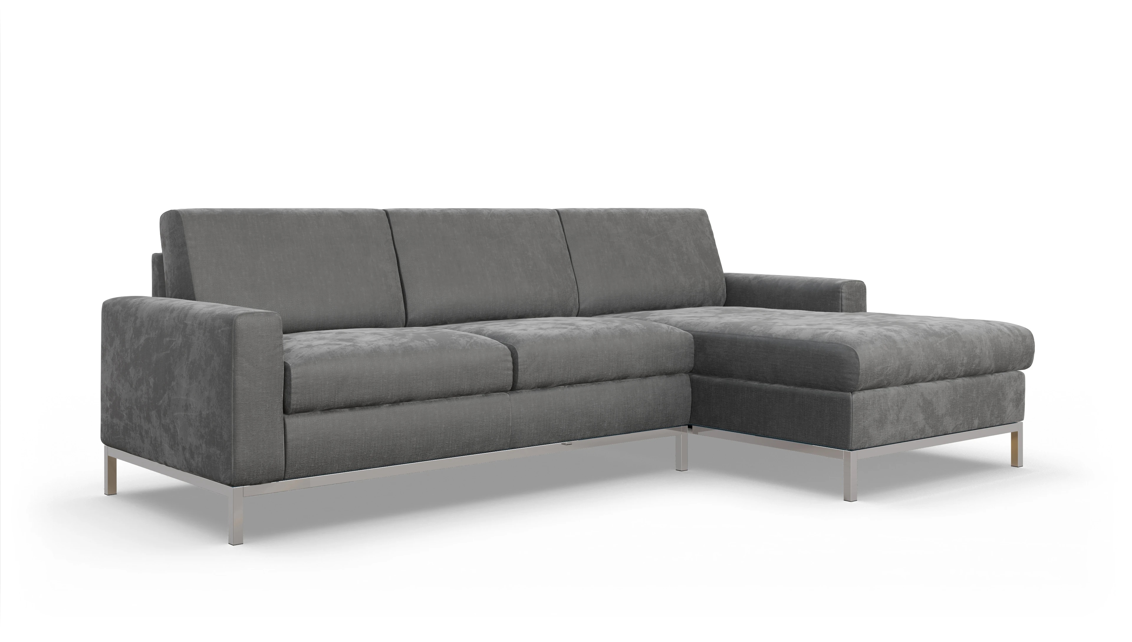Eck-Schlafsofa Paglia in Stoff Ansicht des Produktes Paglia Sofa mit Rec rechts in Stoff grau