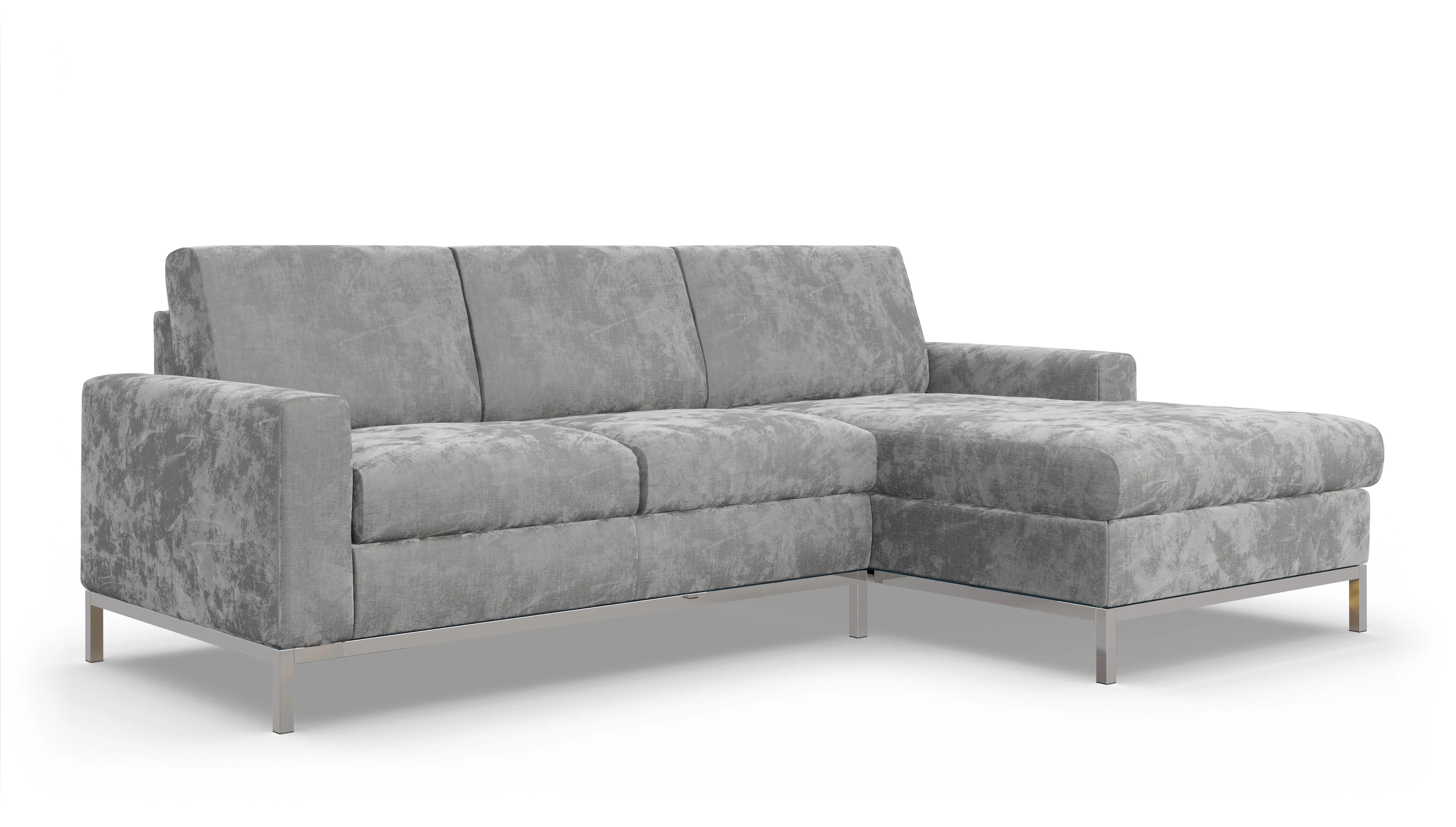 Eck-Schlafsofa Paglia in Stoff Ansicht des Produktes Paglia Sofa mit Rec rechts in Stoff grau