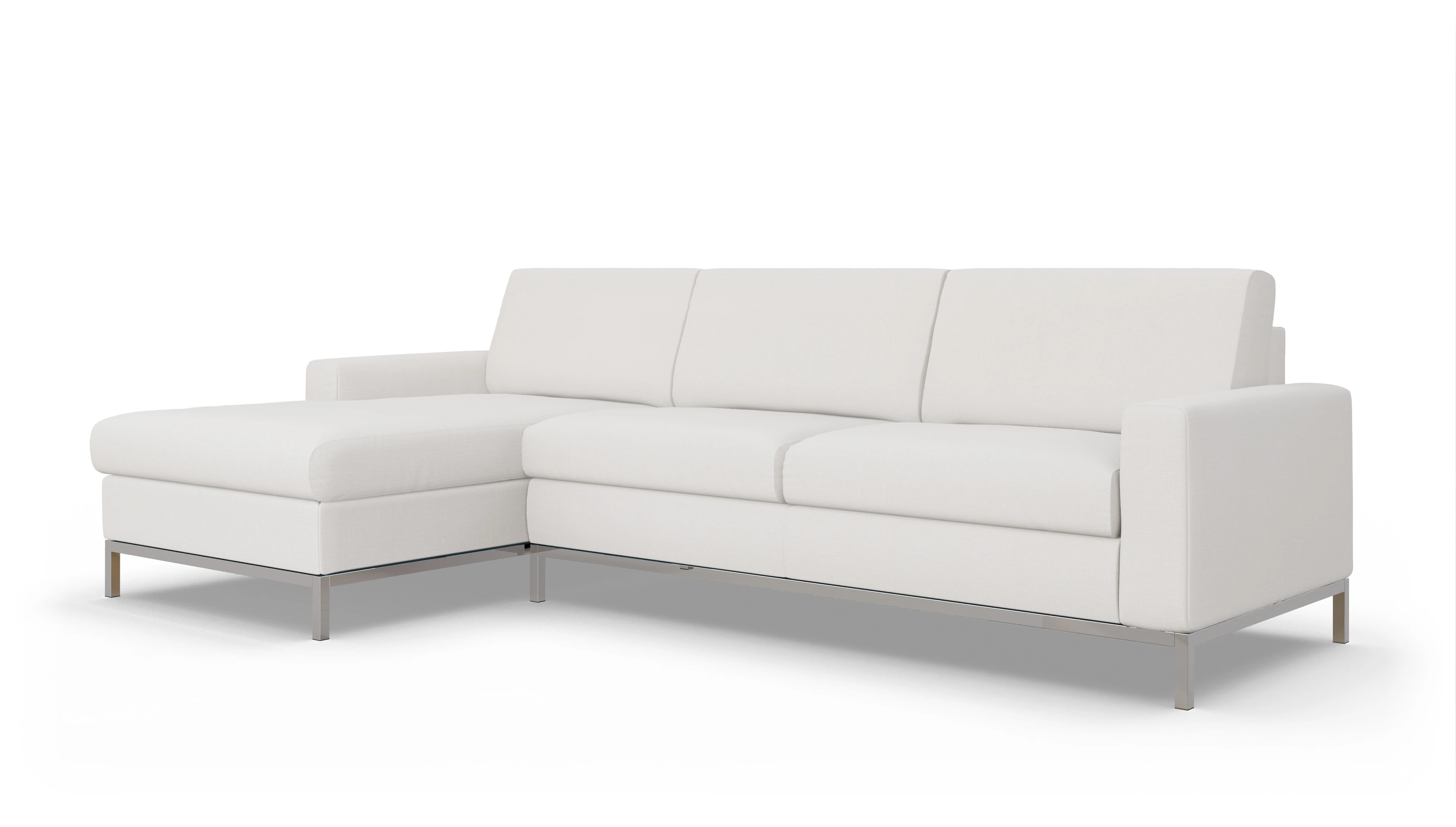 Eck-Schlafsofa Paglia in Stoff Ansicht des Produktes Paglia Sofa mit Rec links in Stoff weiß