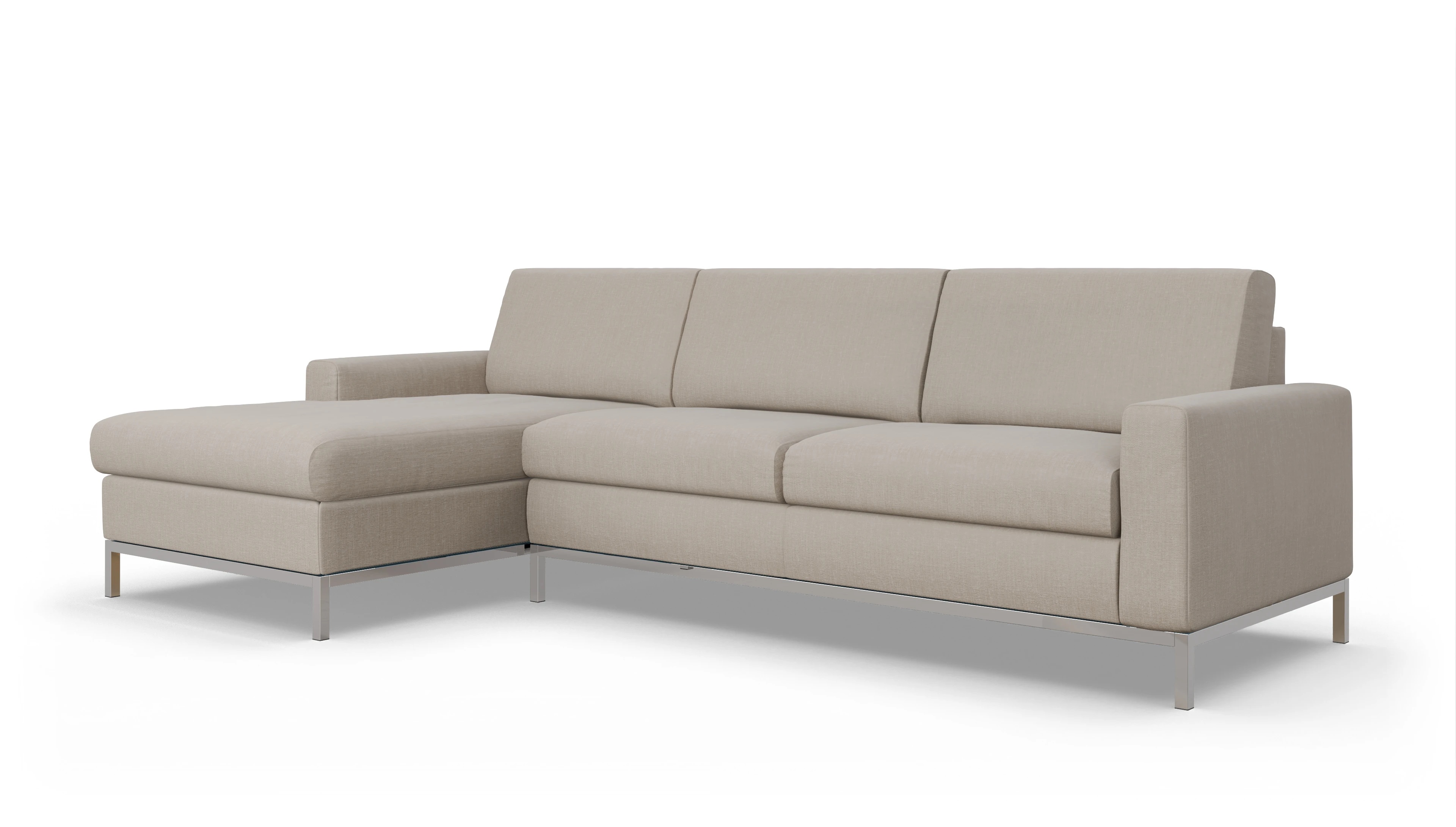 Eck-Schlafsofa Paglia in Stoff Ansicht des Produktes Paglia Sofa mit Rec links in Stoff braun