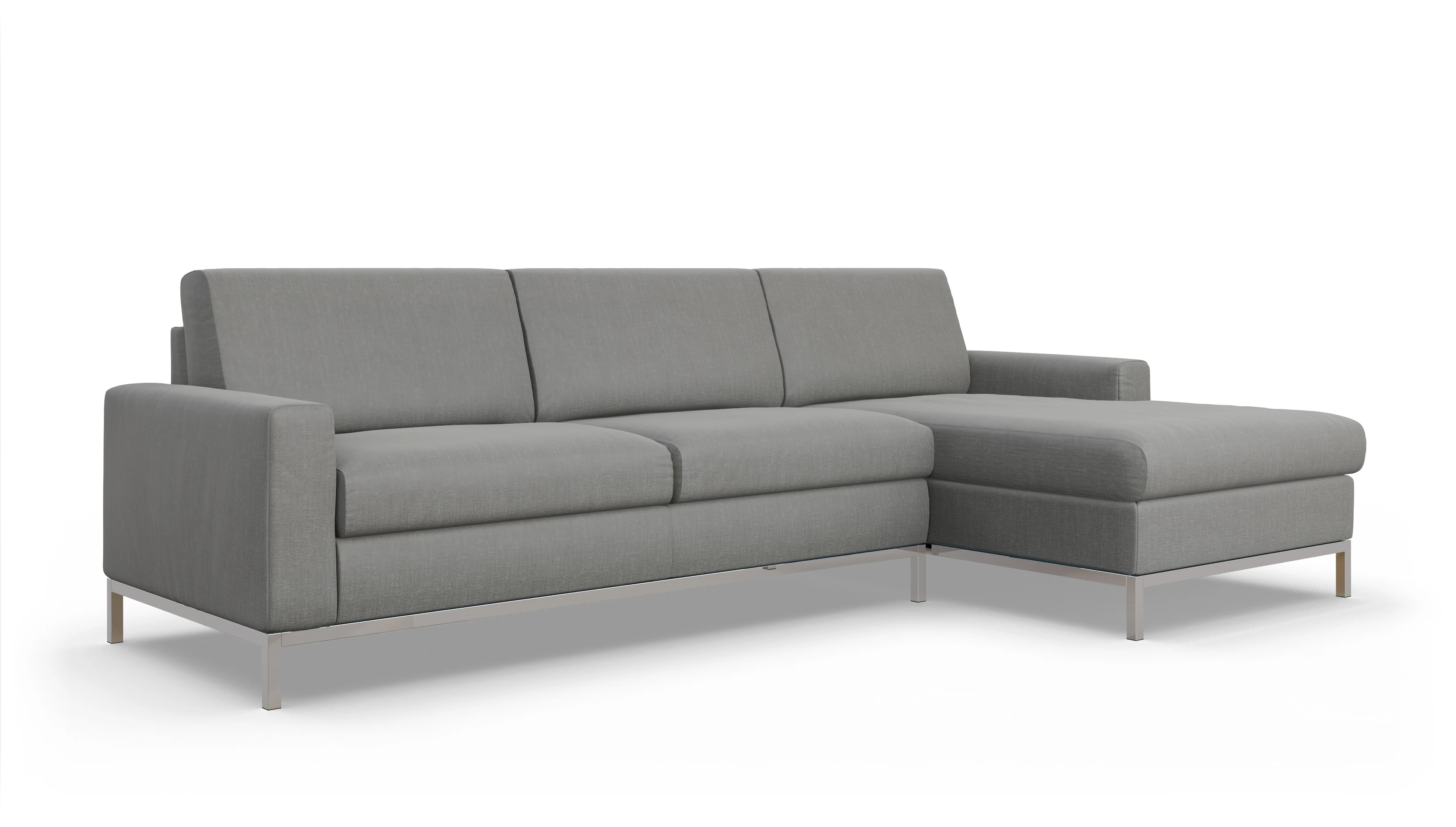 Eck-Schlafsofa Paglia in Stoff Ansicht des Produktes Paglia Sofa mit Rec rechts in Stoff grau