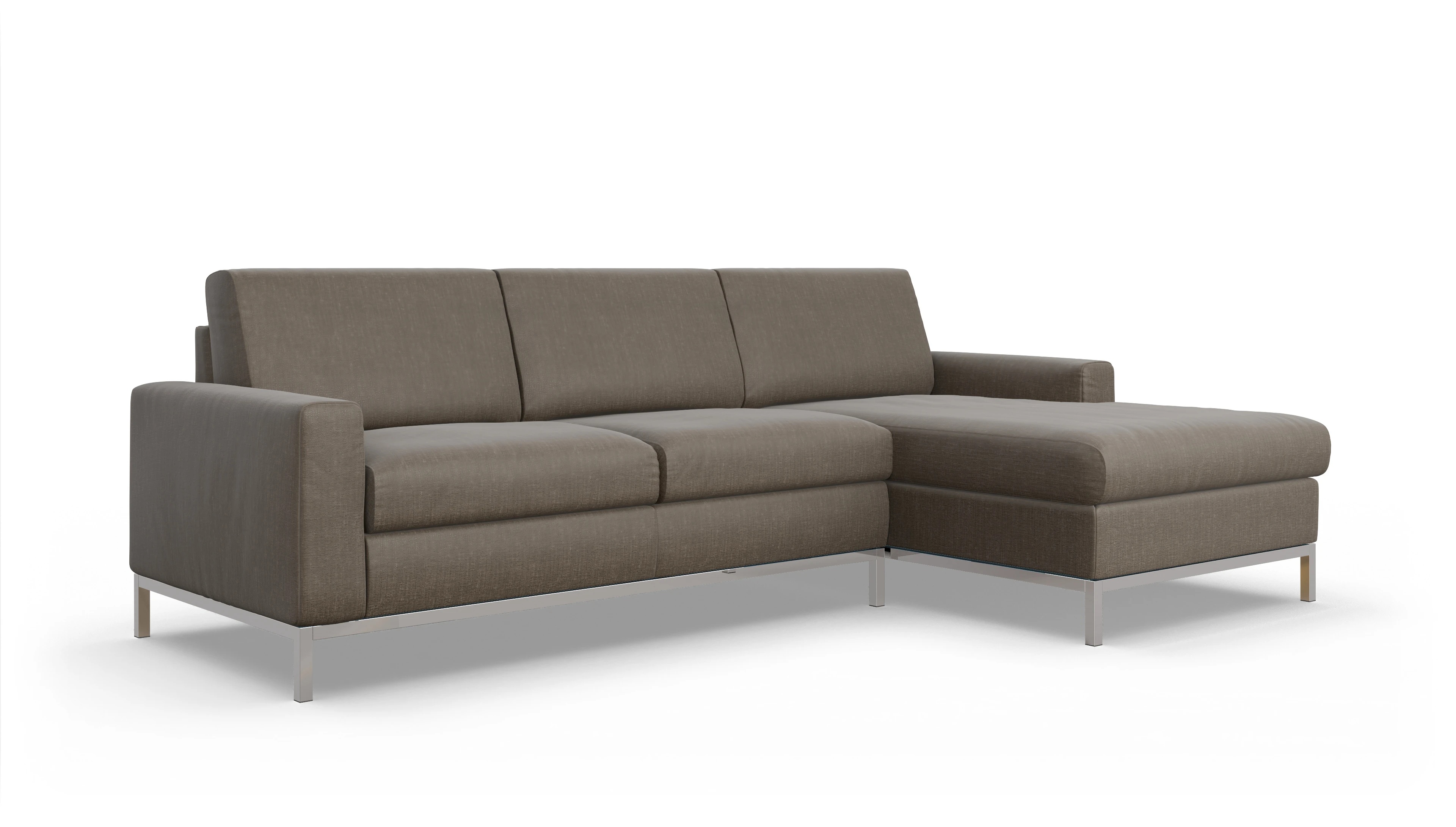 Eck-Schlafsofa Paglia in Stoff Ansicht des Produktes Paglia Sofa mit Rec rechts in Stoff braun