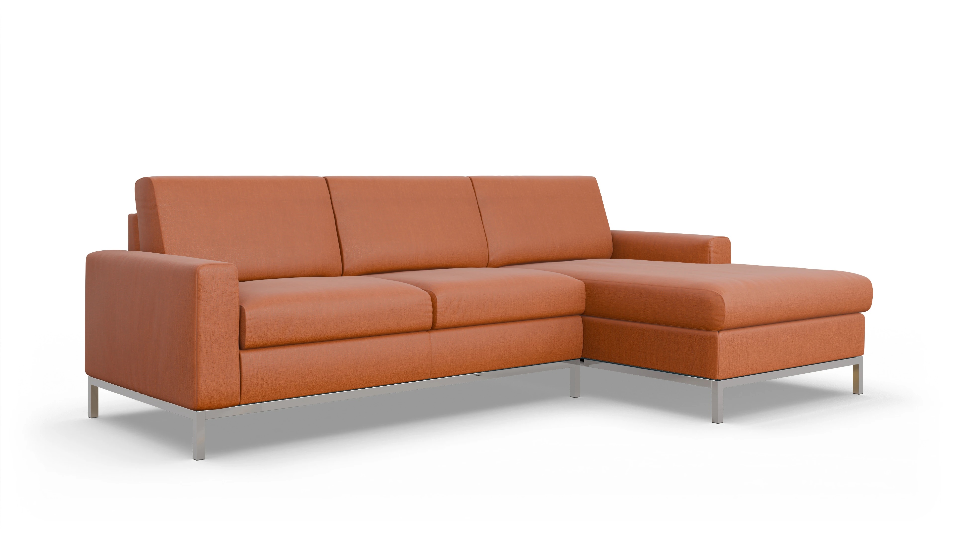 Ansicht des Produktes Paglia Sofa mit Rec rechts in Stoff orange