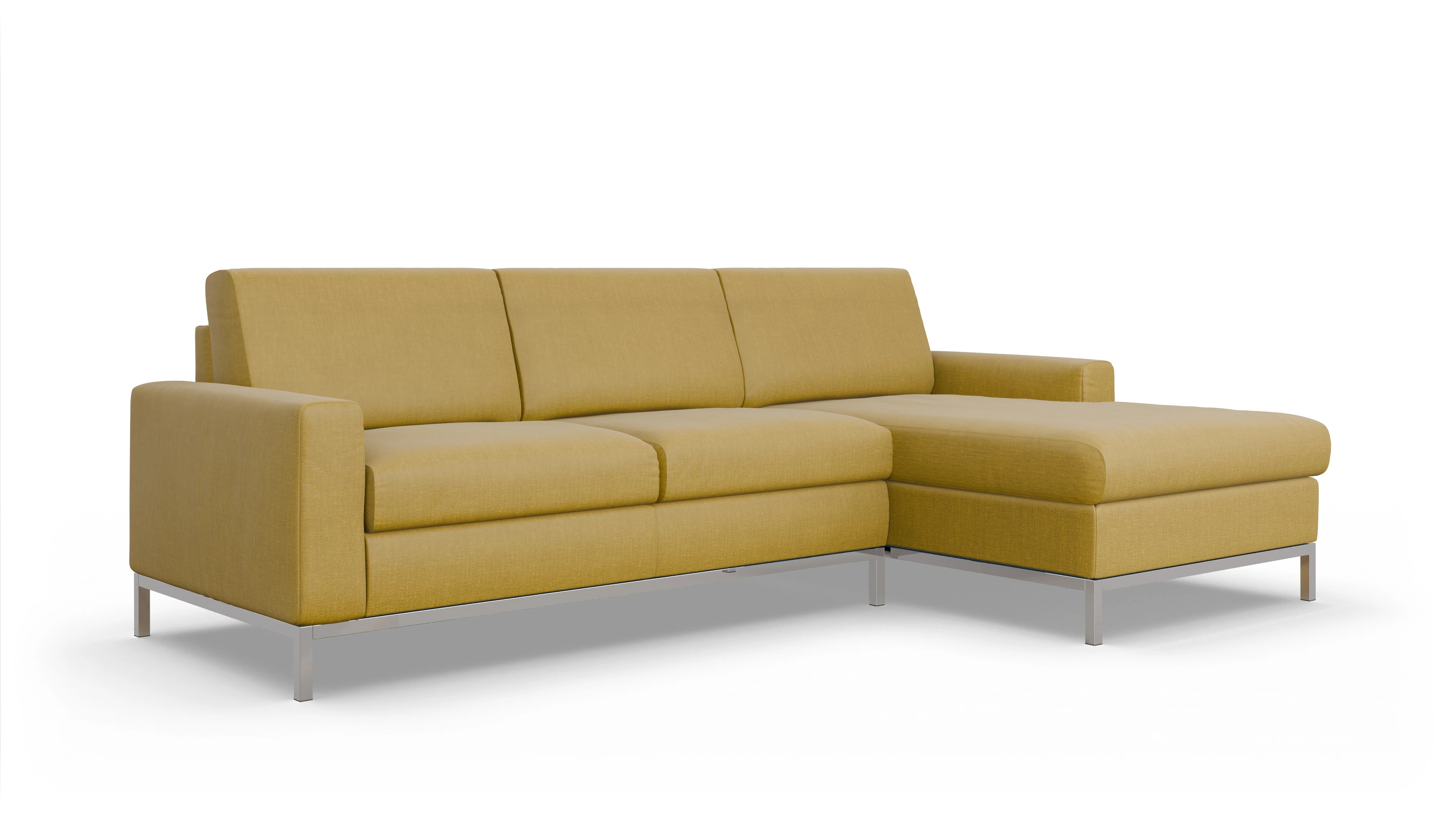 Eck-Schlafsofa Paglia in Stoff Ansicht des Produktes Paglia Sofa mit Rec rechts in Stoff gelb