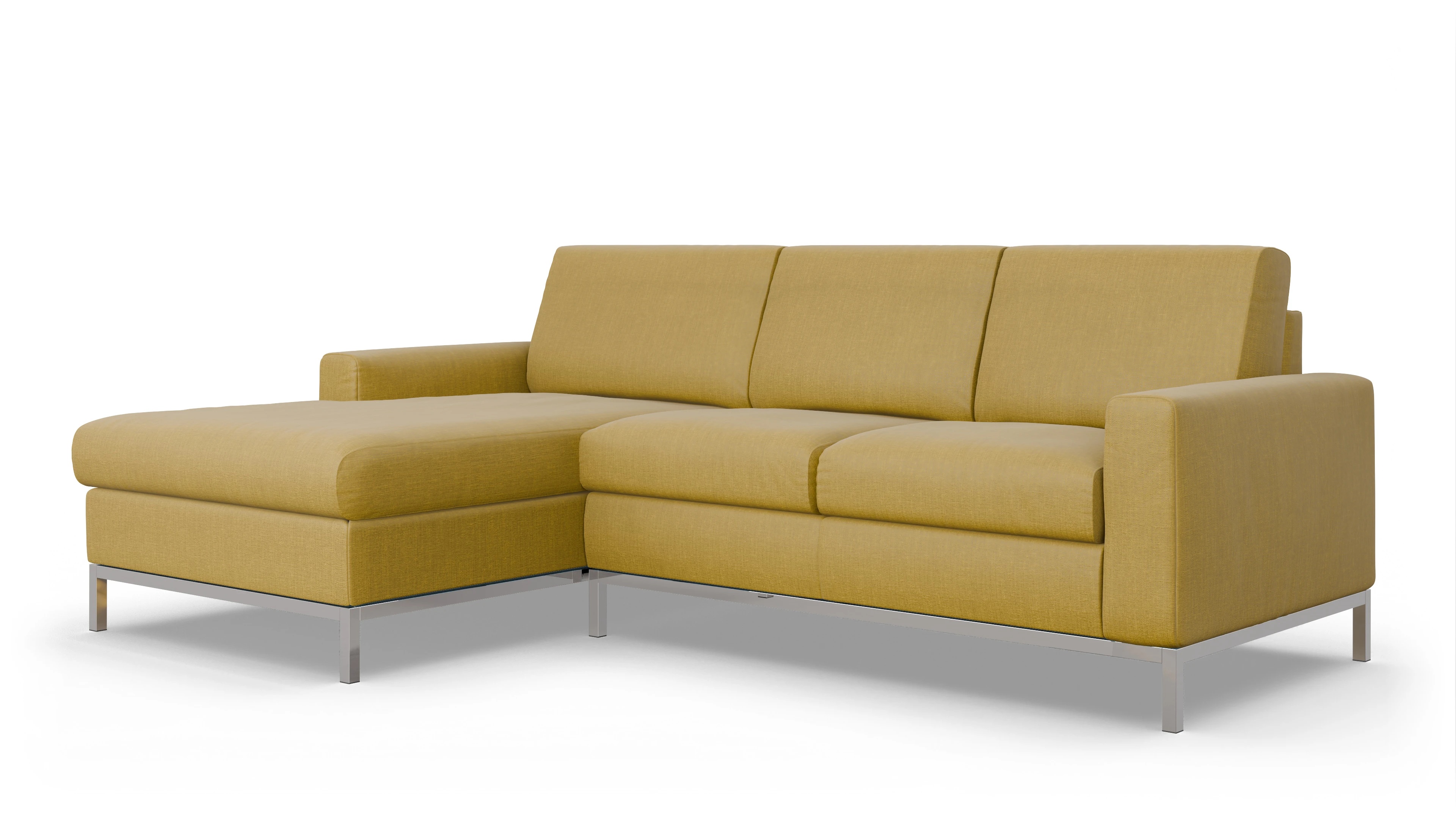 Eck-Schlafsofa Paglia in Stoff Ansicht des Produktes Paglia Sofa mit Rec links in Stoff gelb