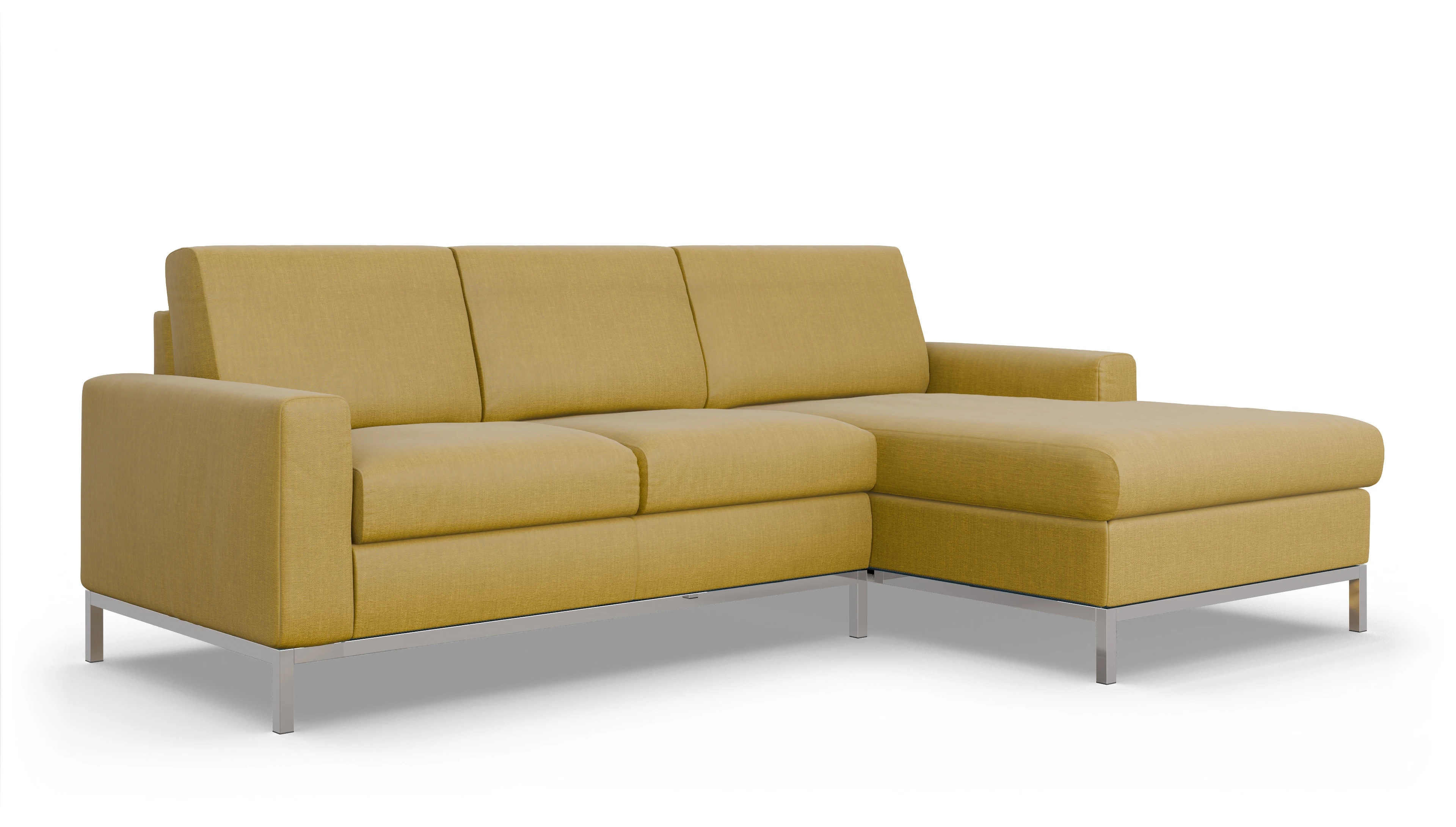 Eck-Schlafsofa Paglia in Stoff Ansicht des Produktes Paglia Sofa mit Rec rechts in Stoff gelb
