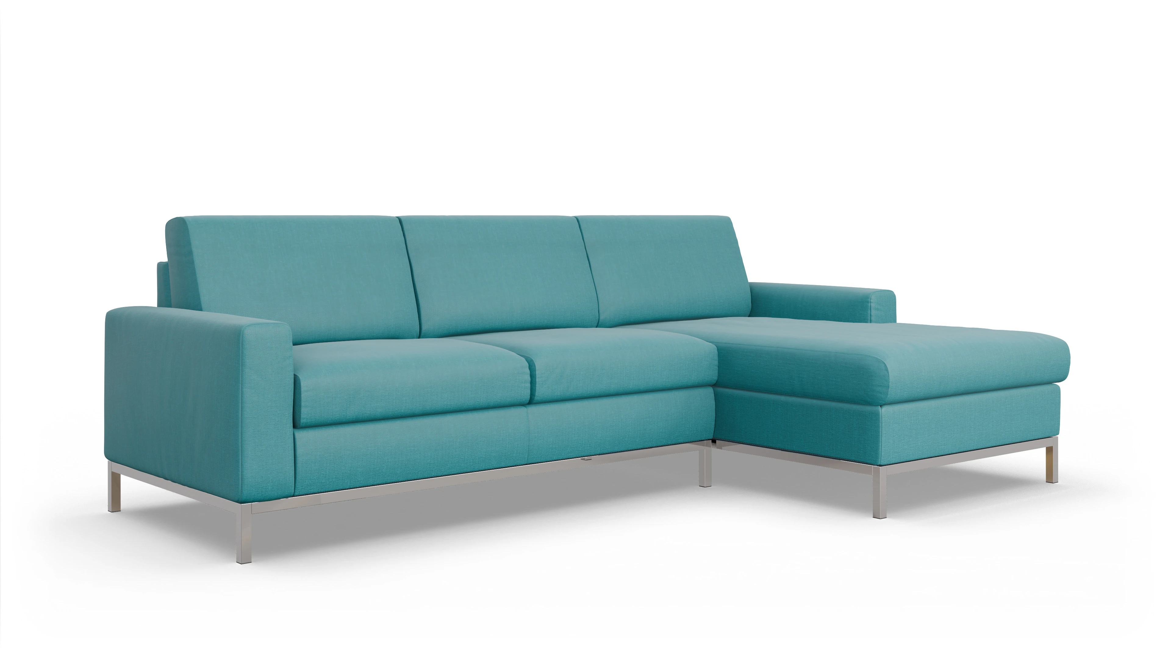 Eck-Schlafsofa Paglia in Stoff Ansicht des Produktes Paglia Sofa mit Rec rechts in Stoff blau