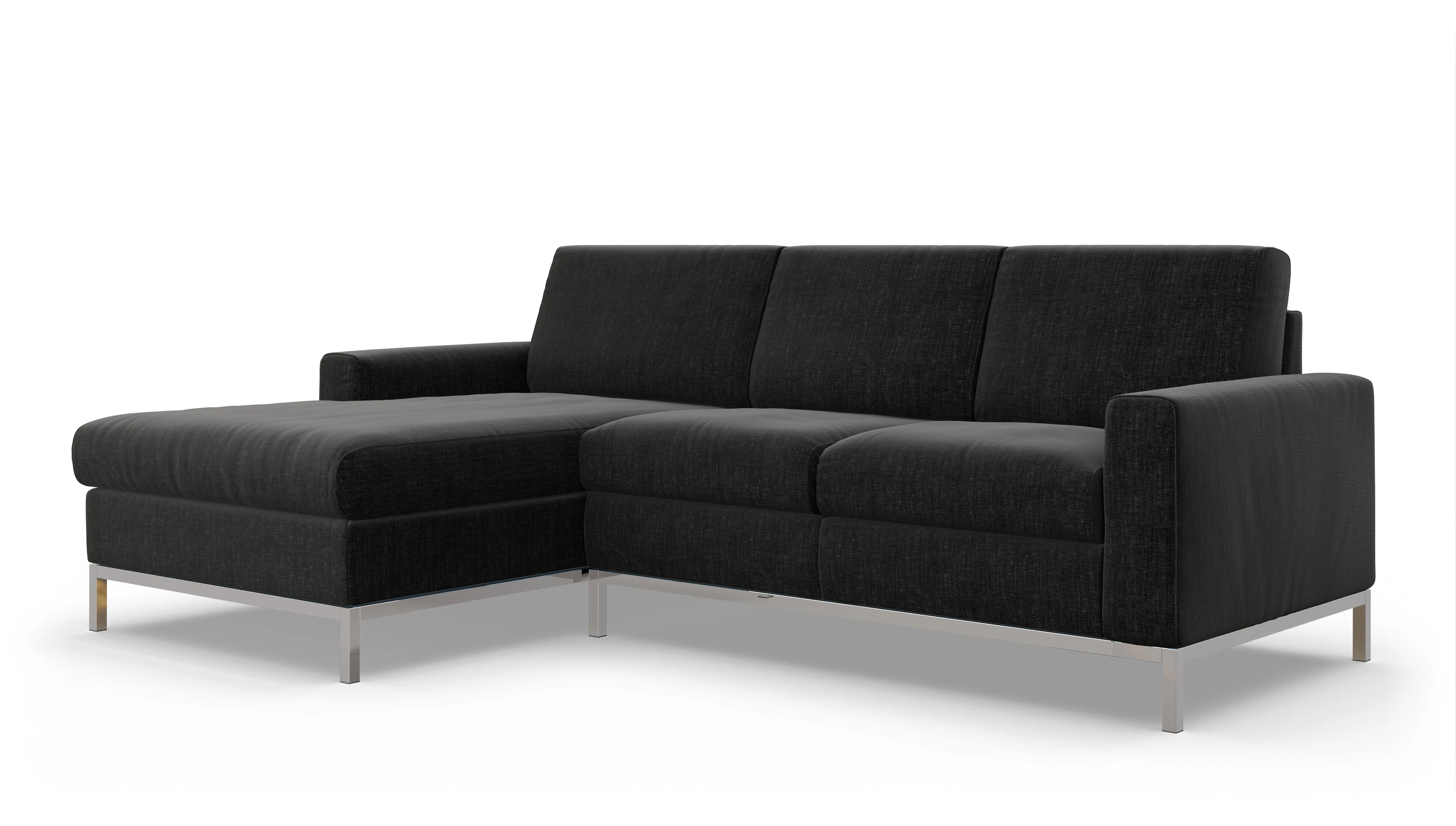 Eck-Schlafsofa Paglia in Stoff Ansicht des Produktes Paglia Sofa mit Rec links in Stoff schwarz