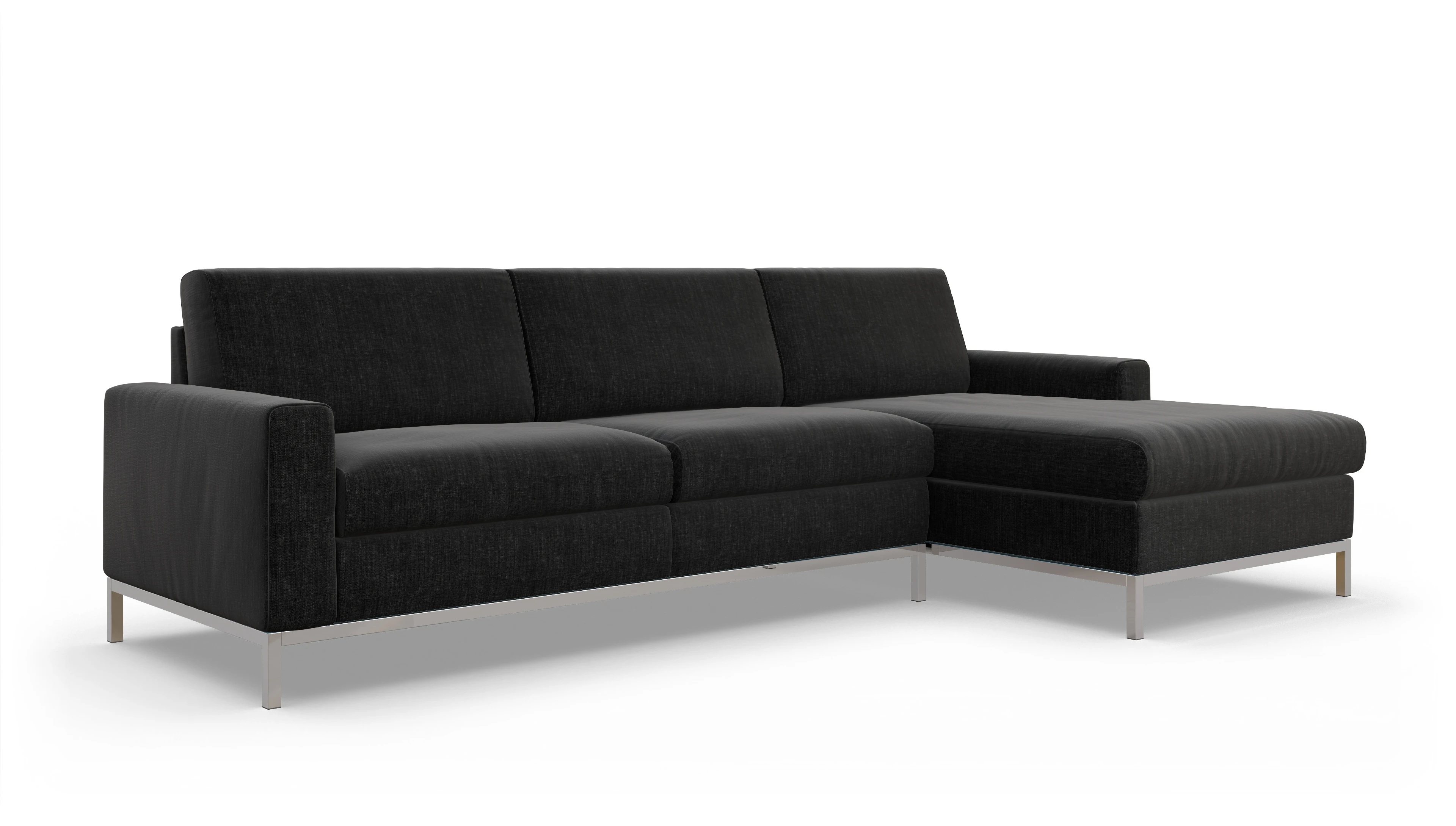 Ansicht des Produktes Paglia Sofa mit Rec rechts in Stoff schwarz