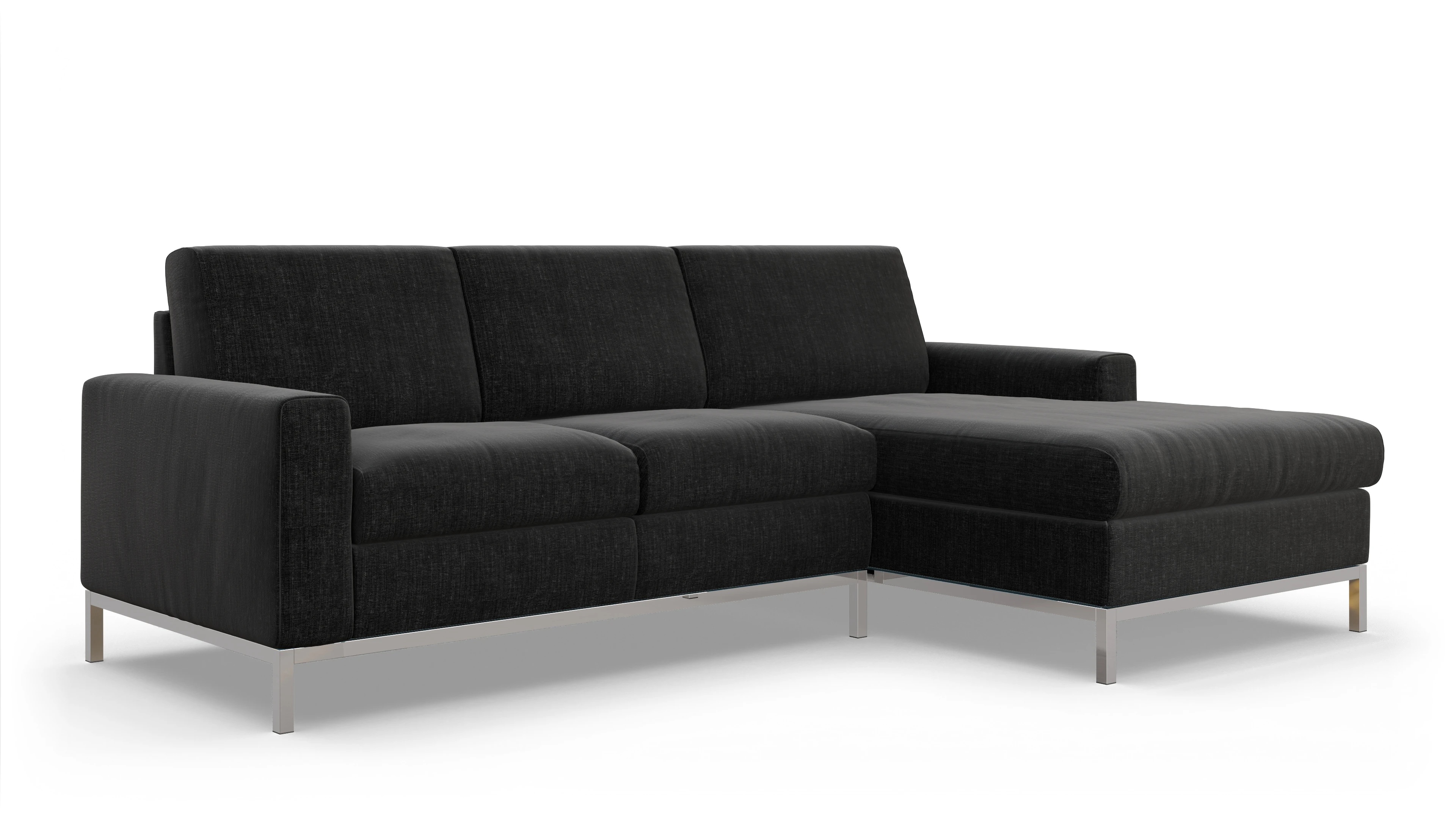 Ansicht des Produktes Paglia Sofa mit Rec rechts in Stoff schwarz