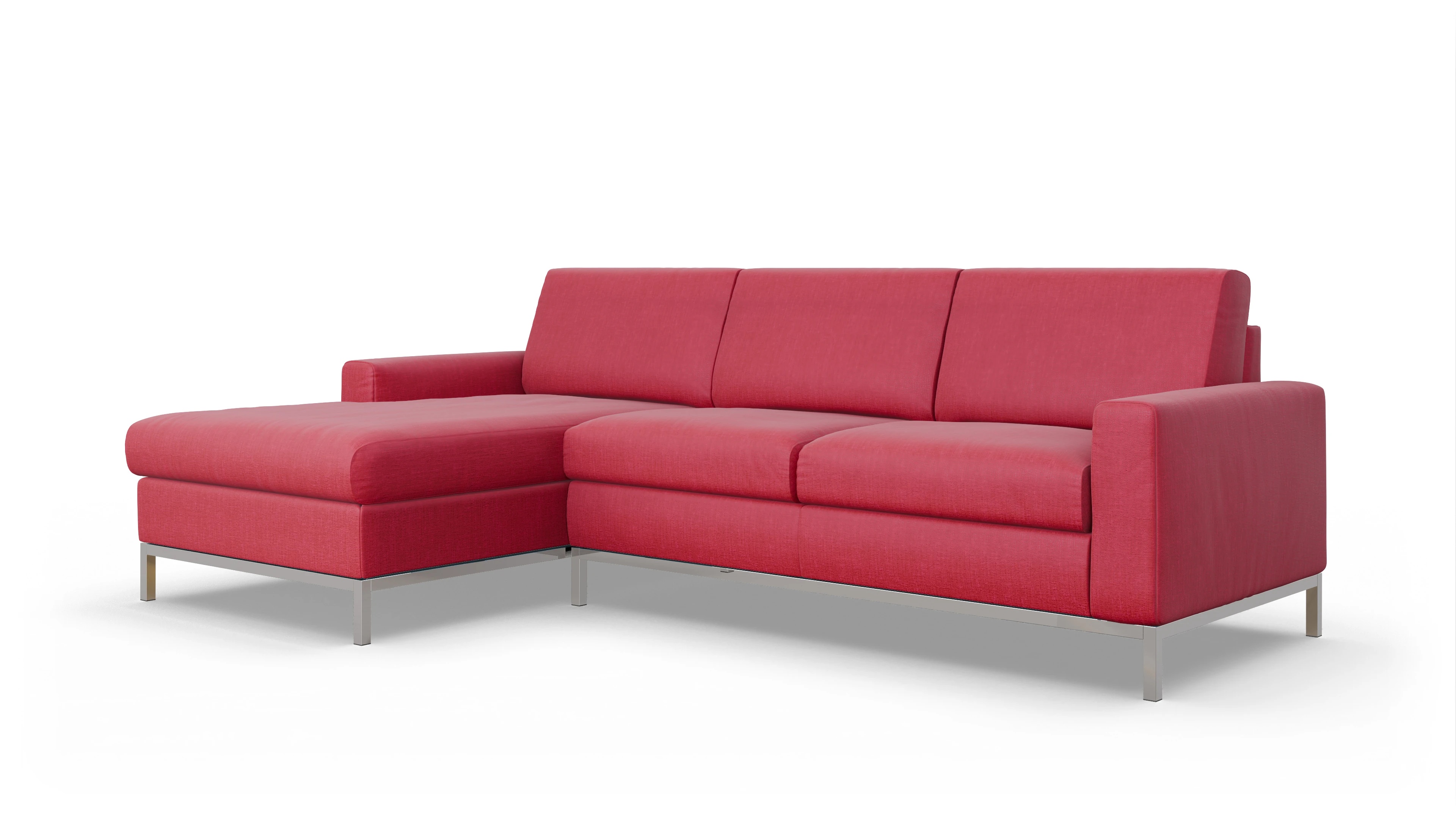 Eck-Schlafsofa Paglia in Stoff Ansicht des Produktes Paglia Sofa mit Rec links in Stoff rot