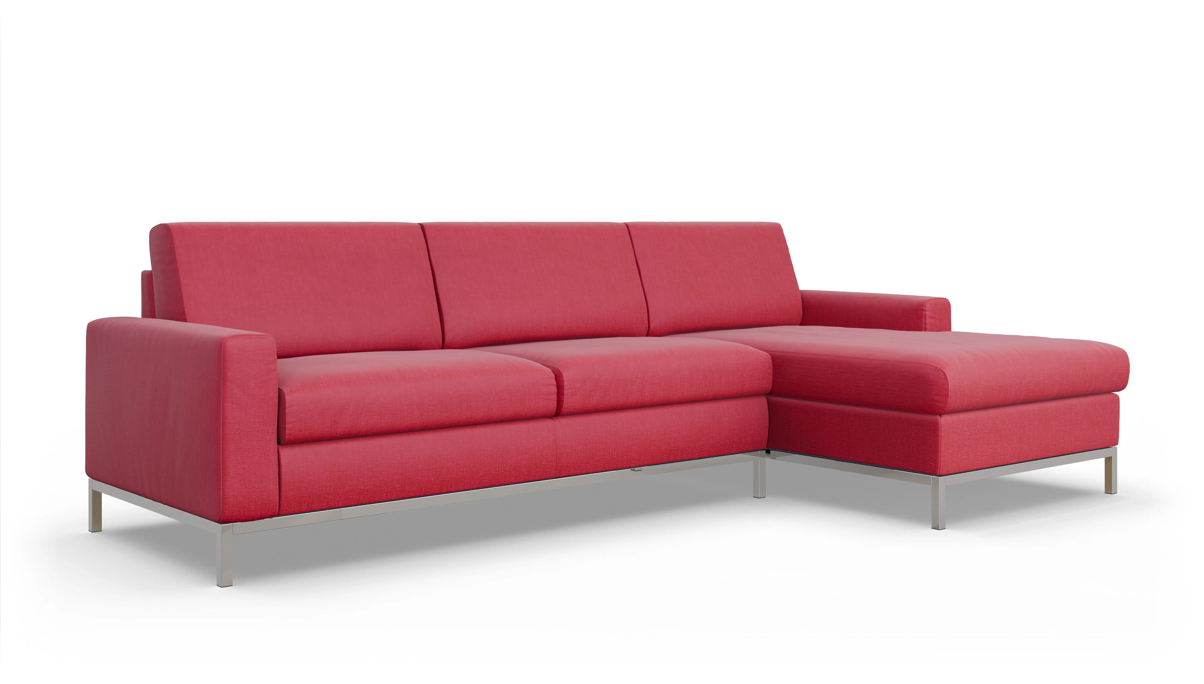Eck-Schlafsofa Paglia in Stoff Ansicht des Produktes Paglia Sofa mit Rec rechts in Stoff rot