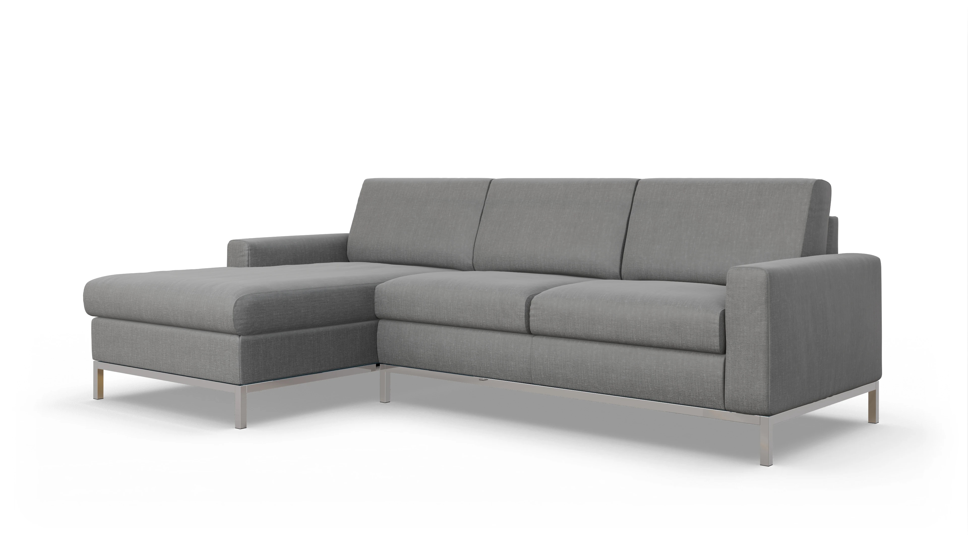 Eck-Schlafsofa Paglia in Stoff Ansicht des Produktes Paglia Sofa mit Rec links in Stoff grau