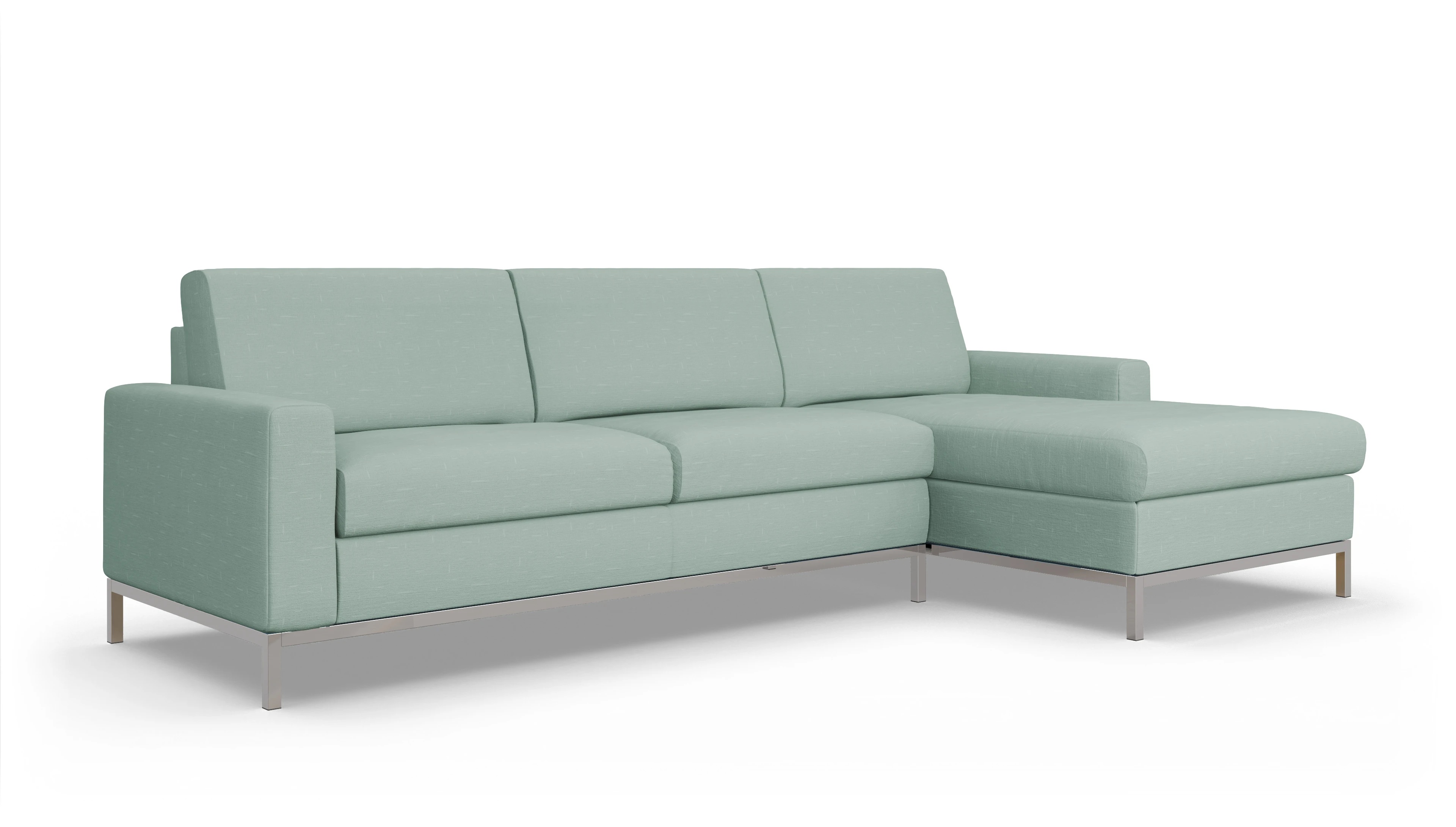Eck-Schlafsofa Paglia in Stoff Ansicht des Produktes Paglia Sofa mit Rec rechts in Stoff grün