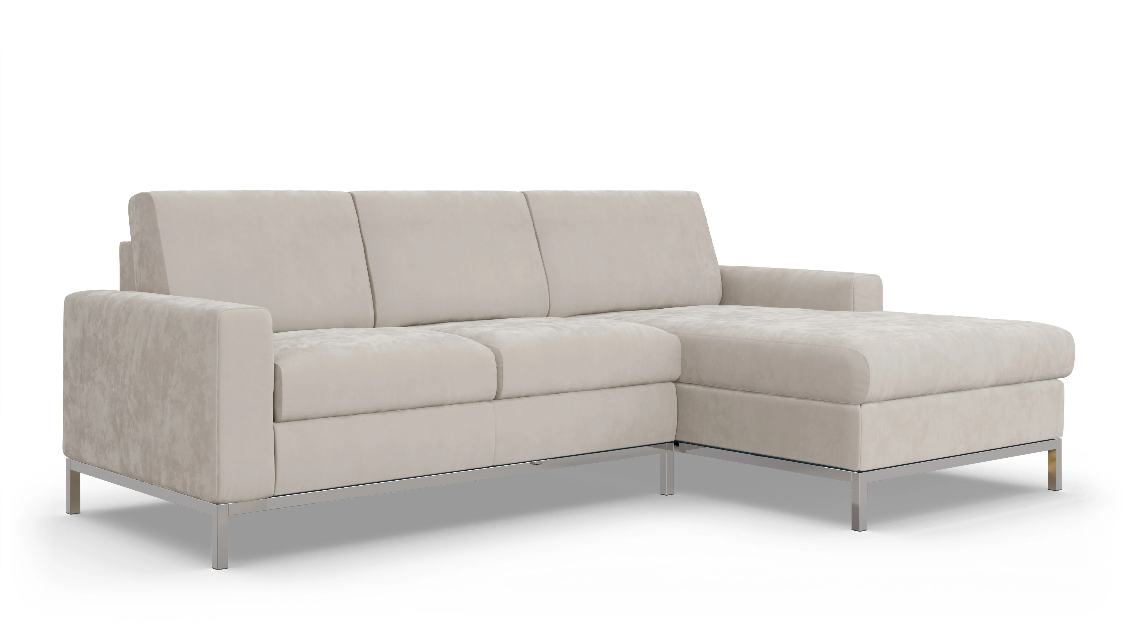 Eck-Schlafsofa Paglia in Stoff Ansicht des Produktes Paglia Sofa mit Rec rechts in Samt weiß