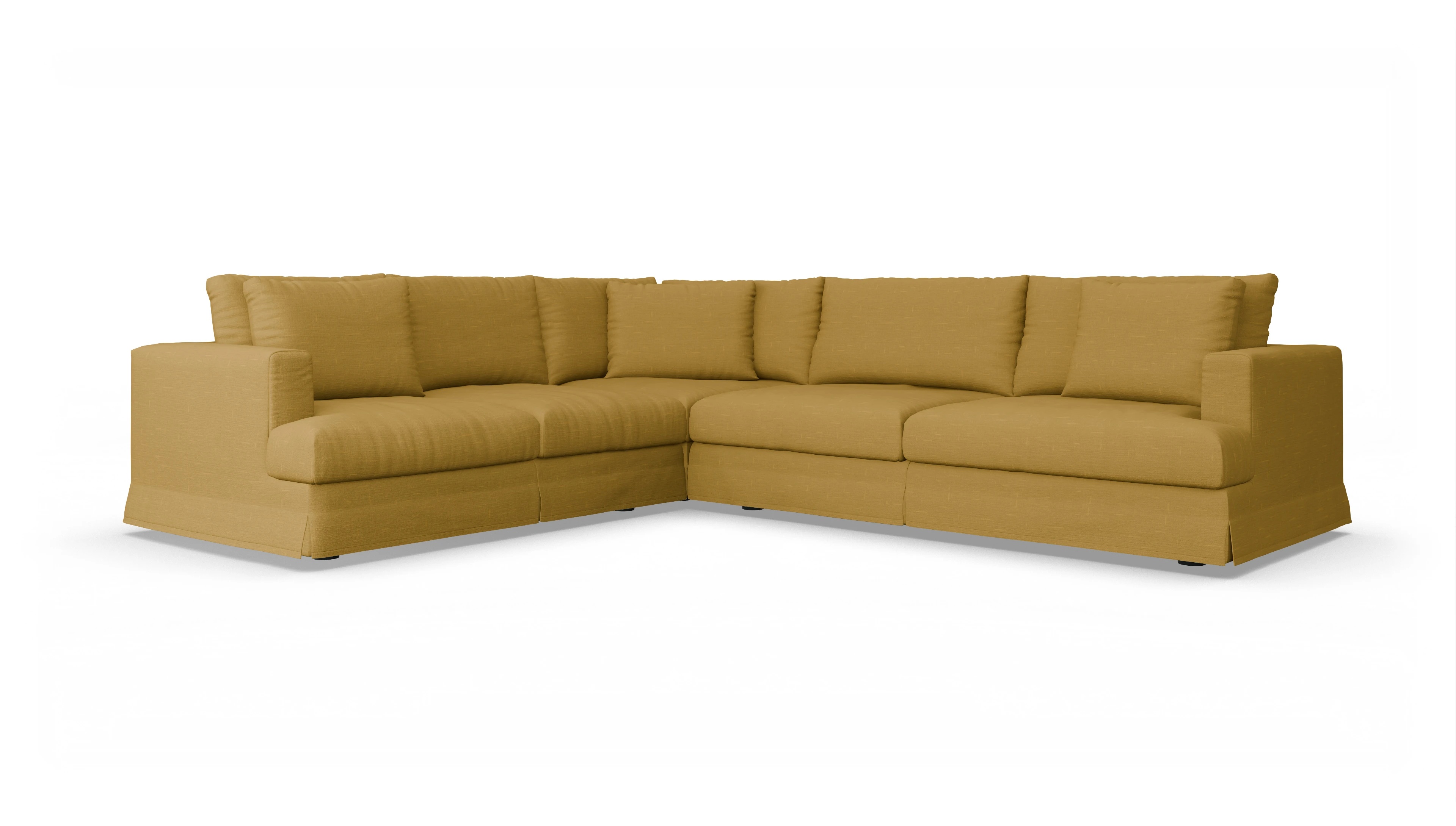 Pittori Hussen-Sofa Ansicht des Produktes Pittori Ecksofa Links in Stoff gelb