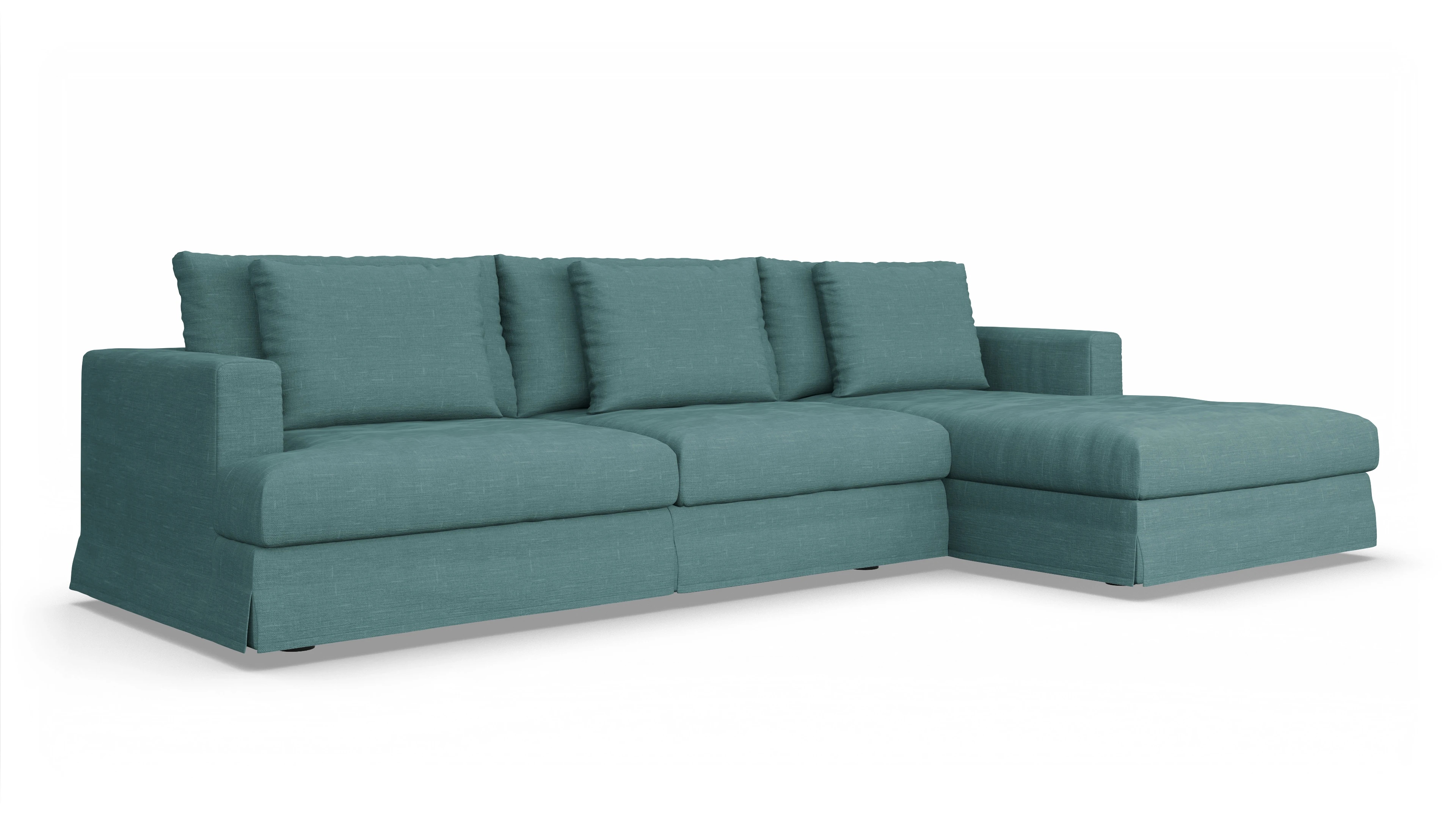 Ansicht des Produktes Pittori Sofa mit Rec rechts in Stoff grün