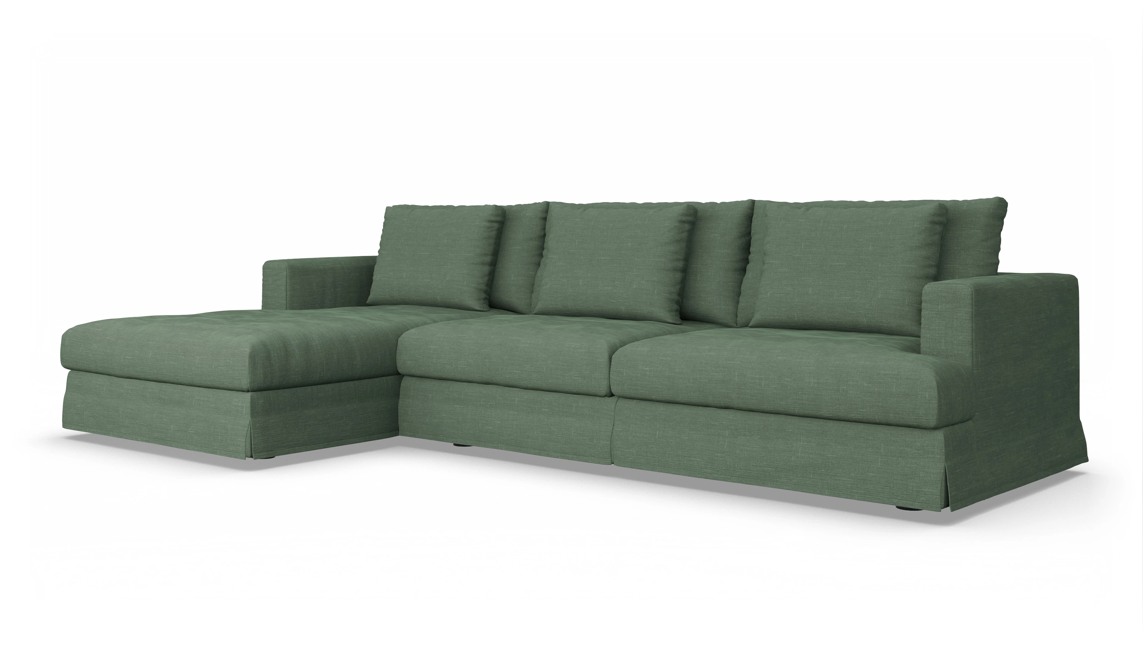 Ansicht des Produktes Pittori Sofa mit Rec links in Stoff grün