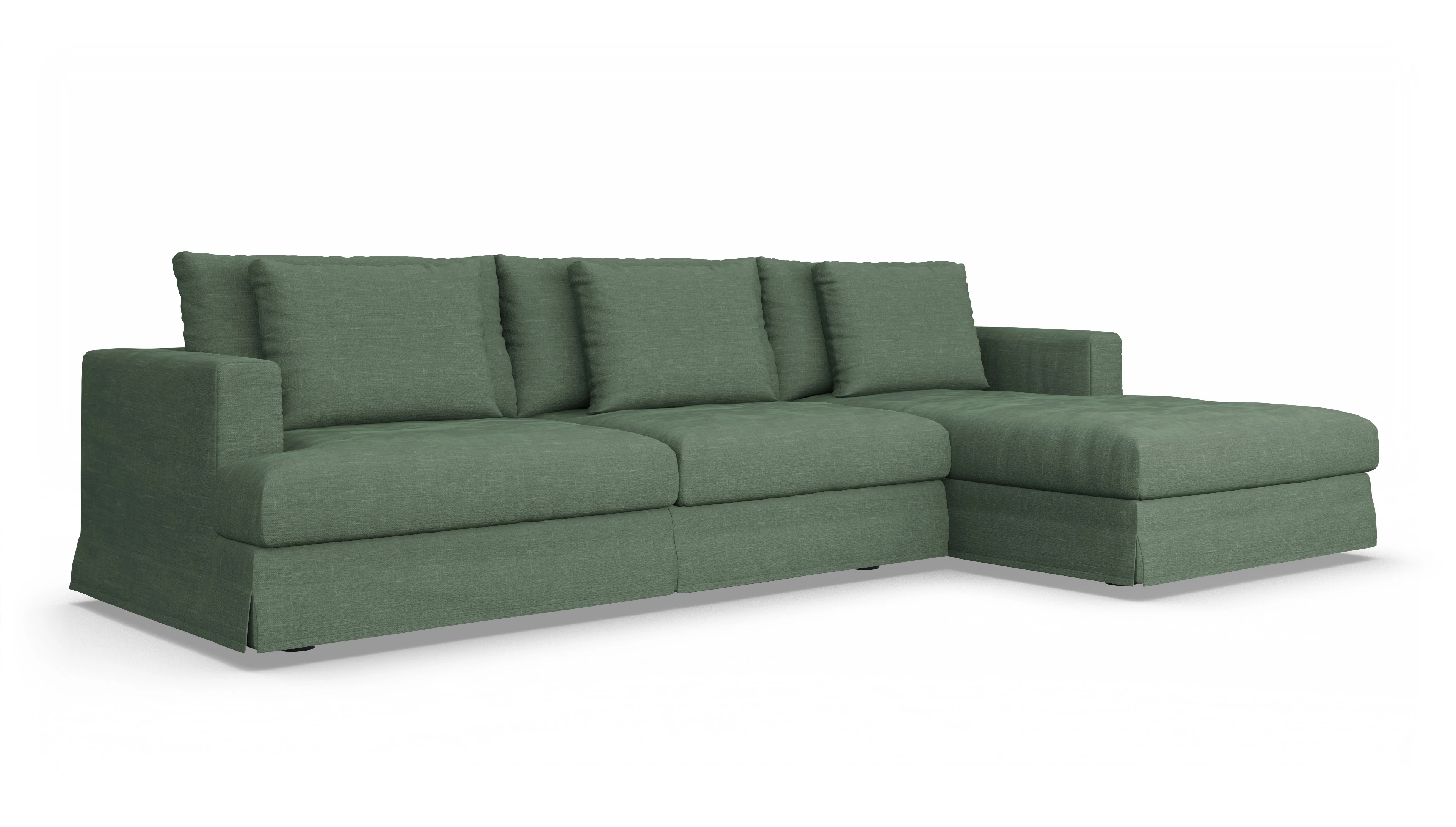 Ansicht des Produktes Pittori Sofa mit Rec rechts in Stoff grün
